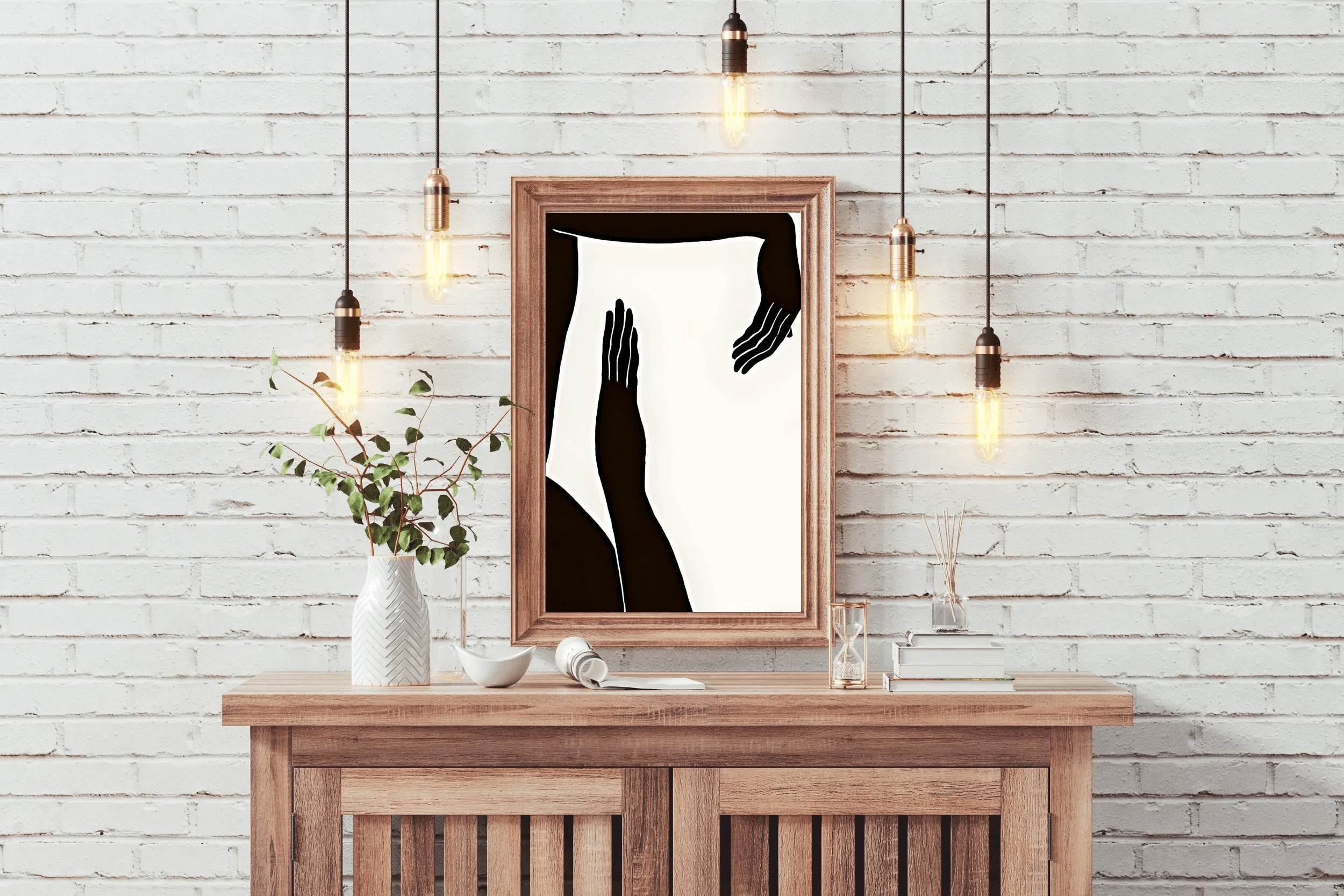 Black Silhouette of Hands Modern Wall Art - beink online art store