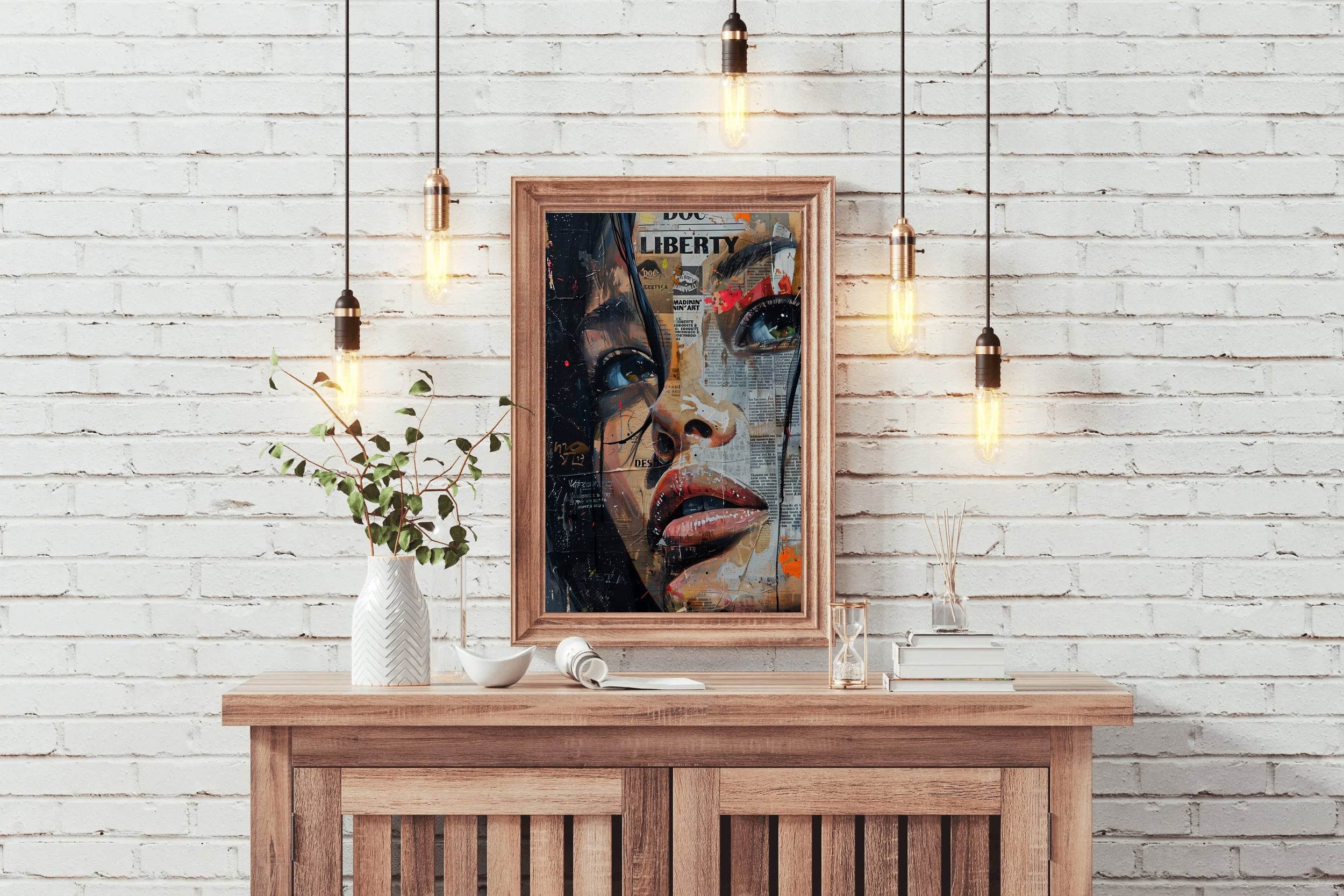 Collage of a Woman in Newspaper Wall Art - beink online art store