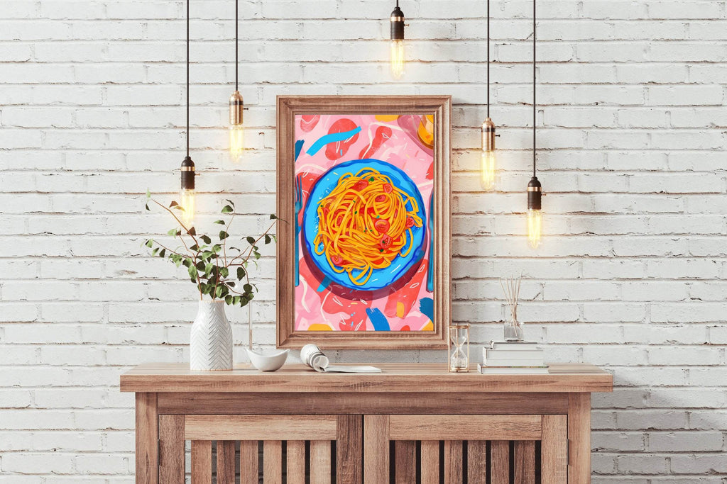 Painting Plate of Spaghetti with Tomato Sauce Wall Art - beink online art store