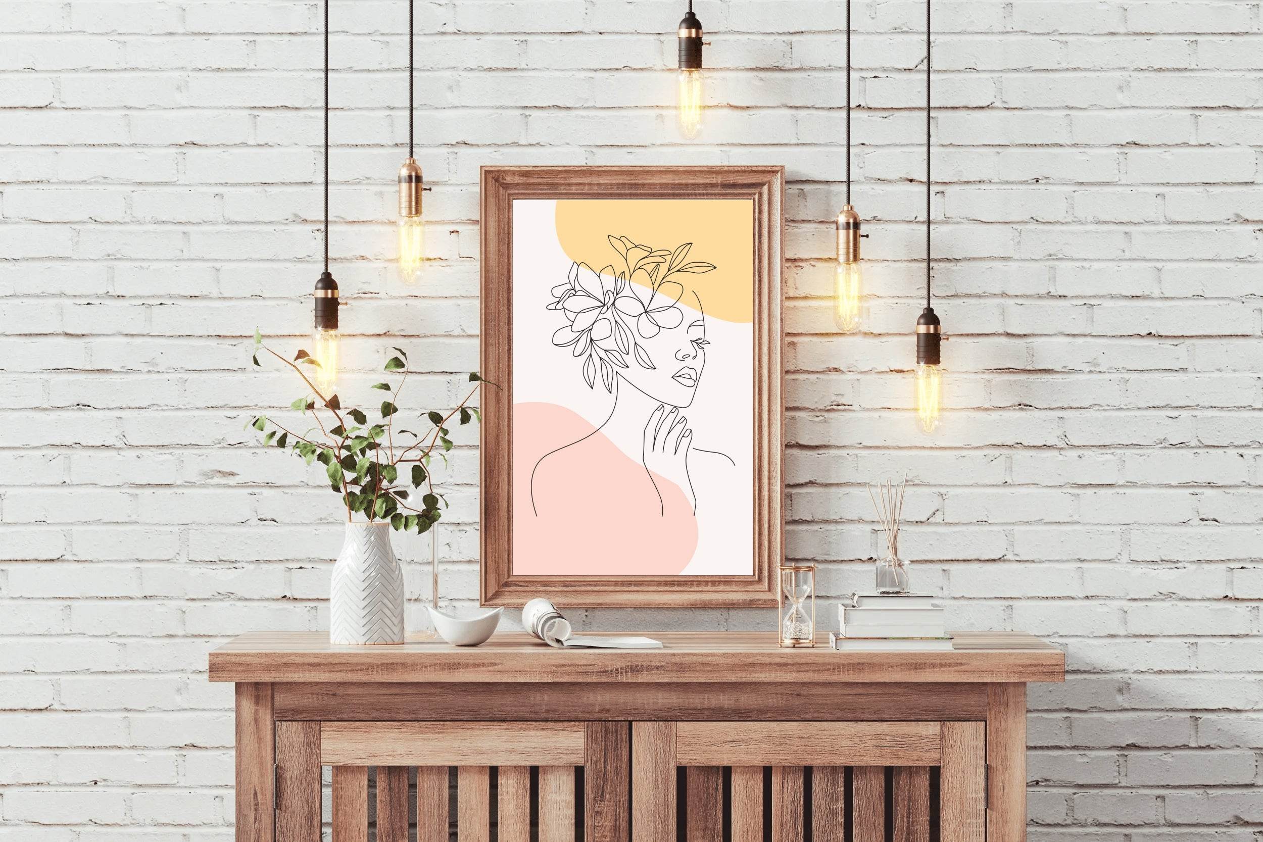 Girl With Flowers on Her Head Wall Art - beink online art store