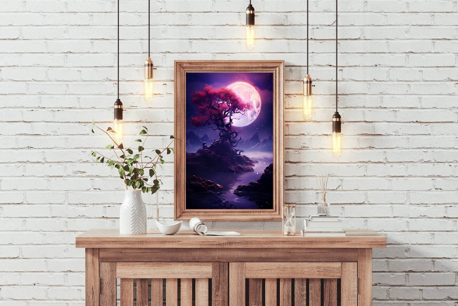 Sakura Tree In The Moonlight Wall Art - beink online art store