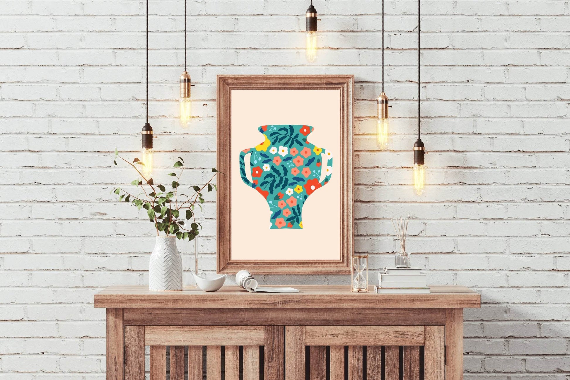 Decorated Flower Pot Painting Wall Art - beink online art store