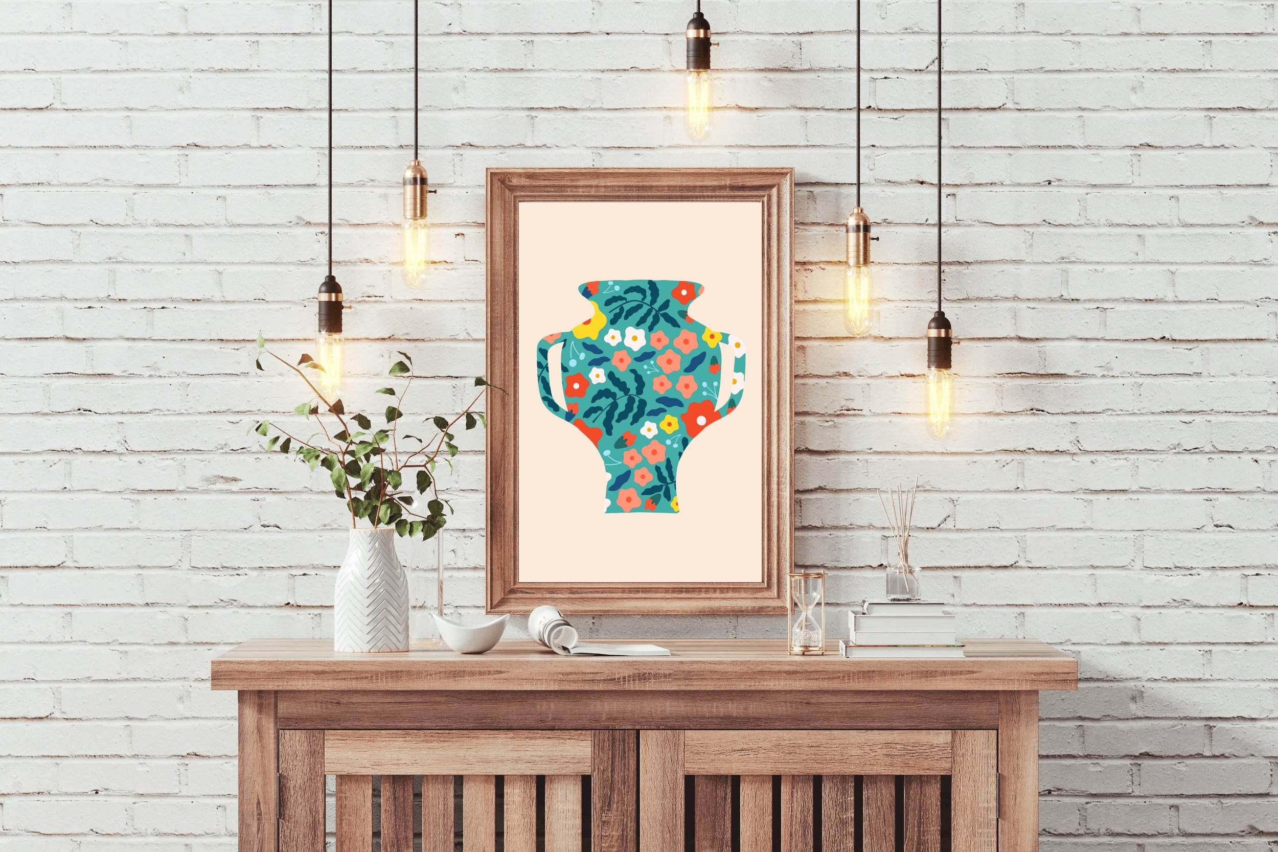 Decorated Flower Pot Painting Wall Art - beink online art store