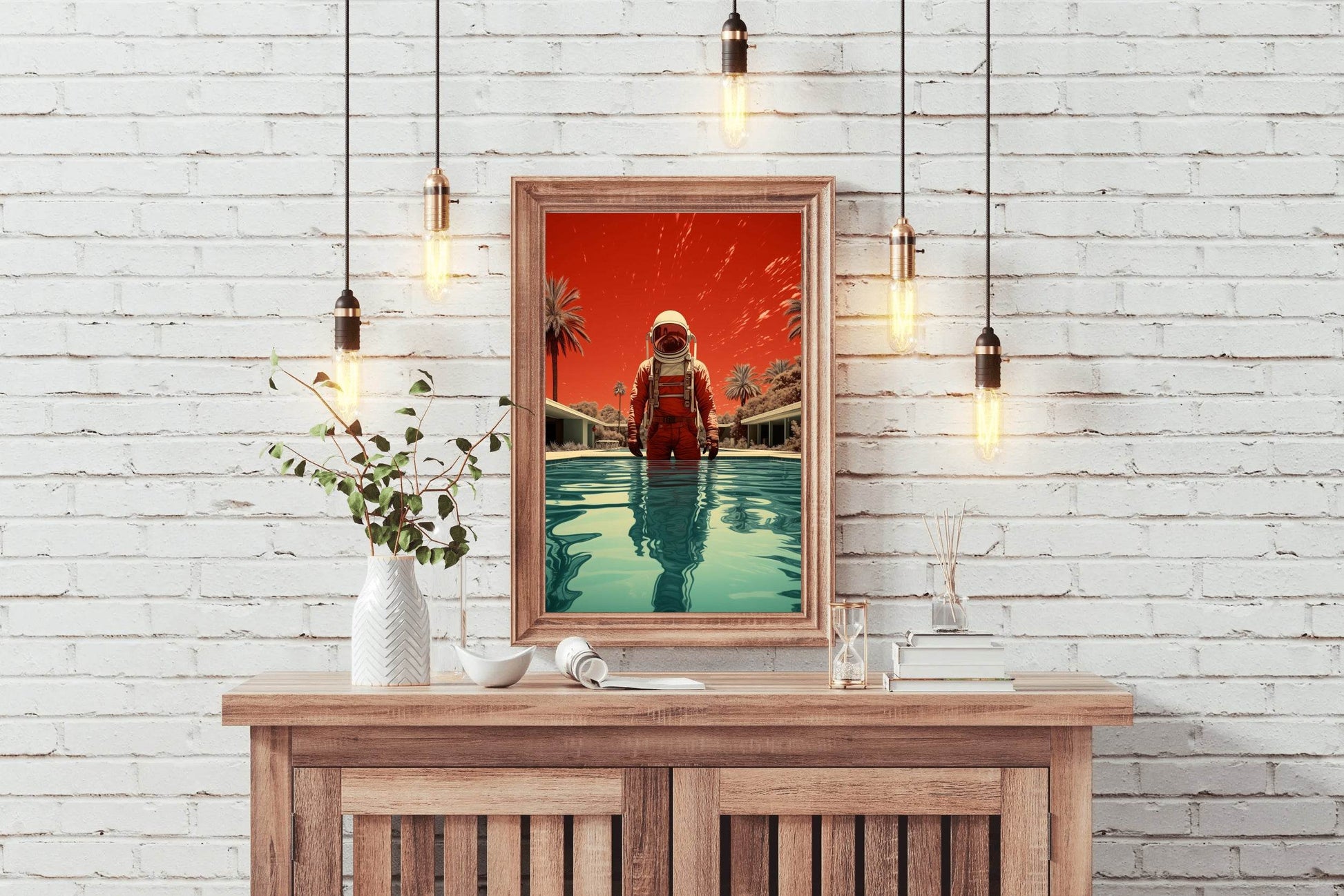 Astronaut Diving in orange suits Wall Art - beink online art store