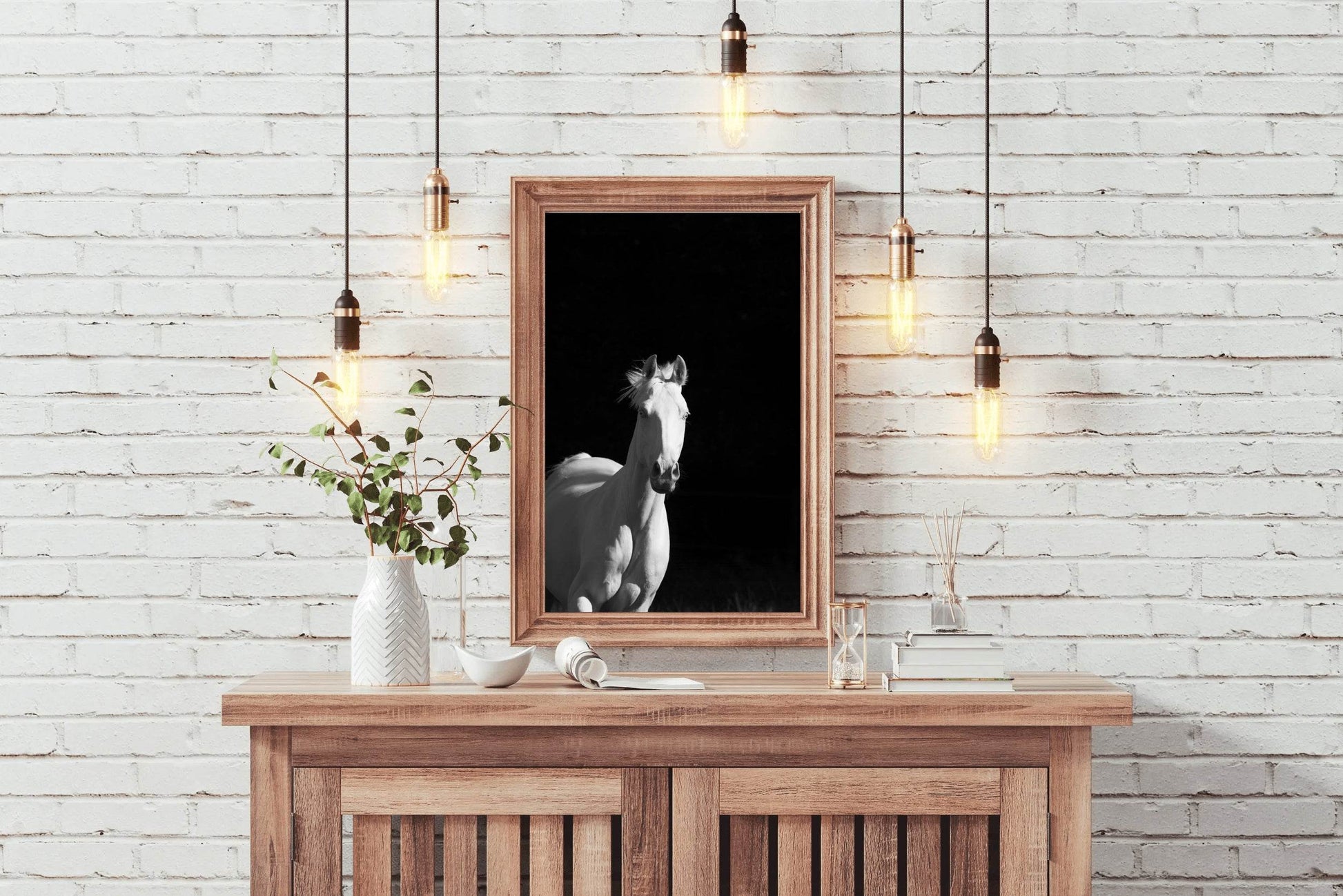 Camarillo White Horse Black & White Wall Art - beink online art store
