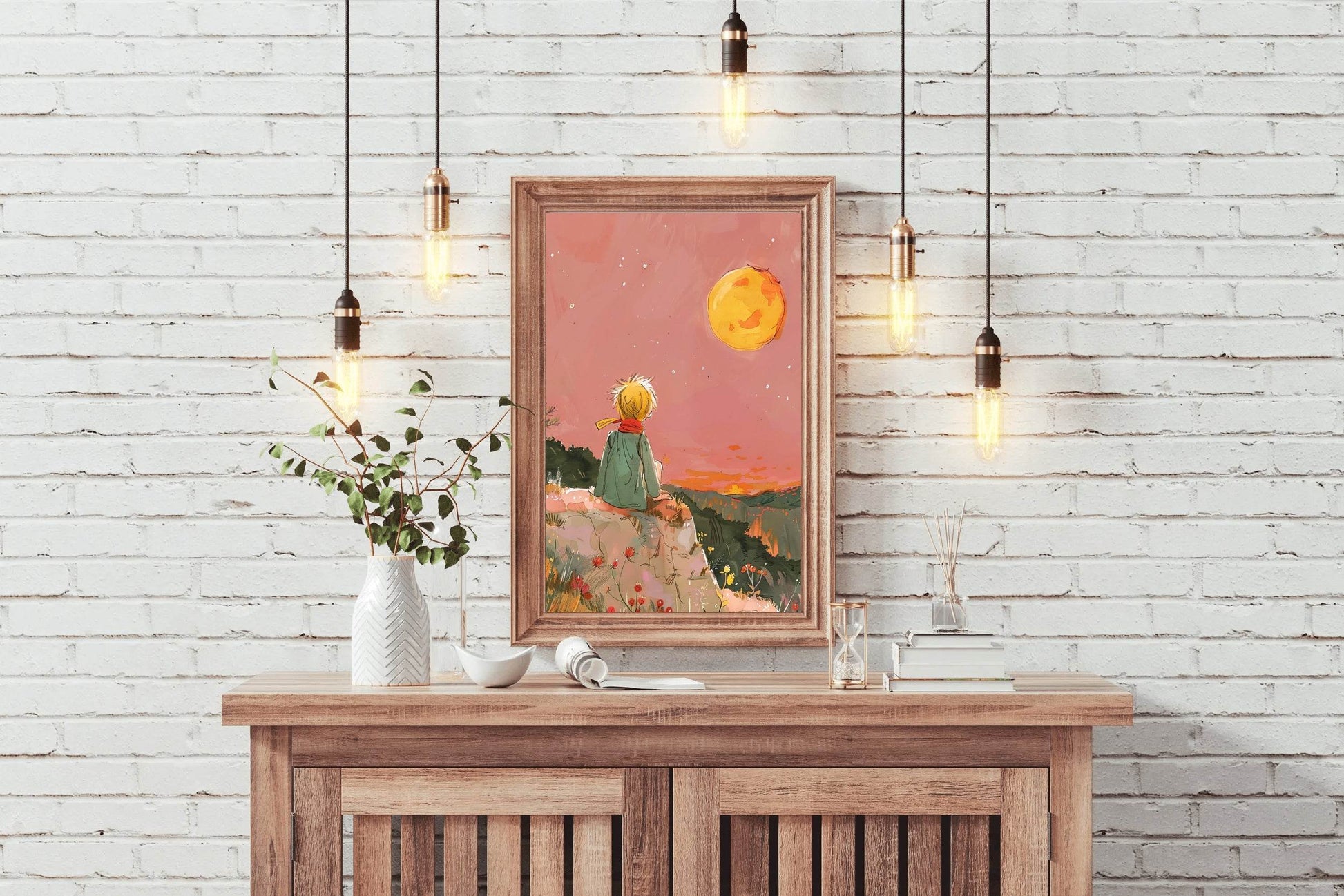 Boy Sitting on the Edge of the Mountain - beink online art store