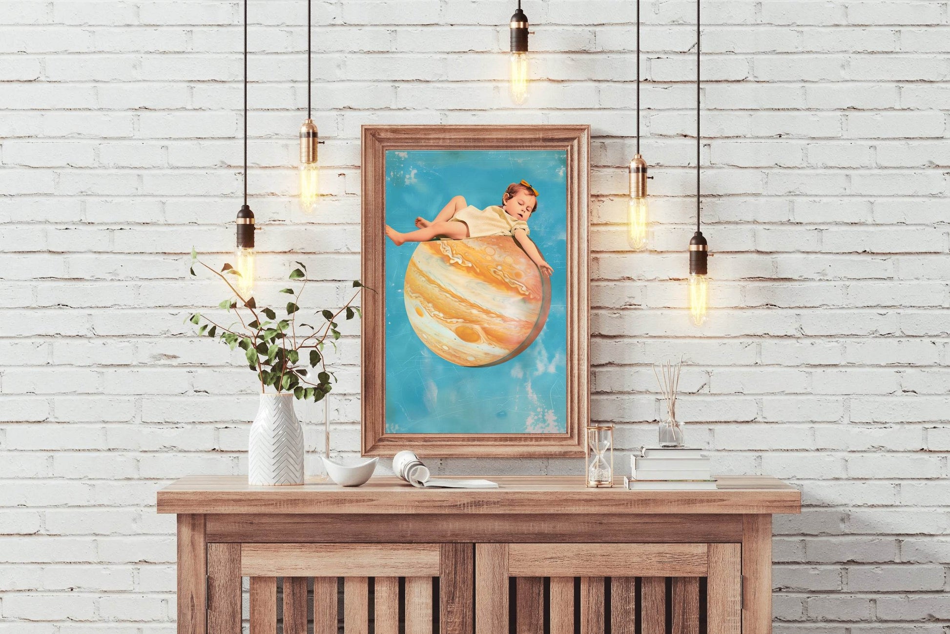 Baby Girl Sleeping On Mars Wall Art - beink online art store