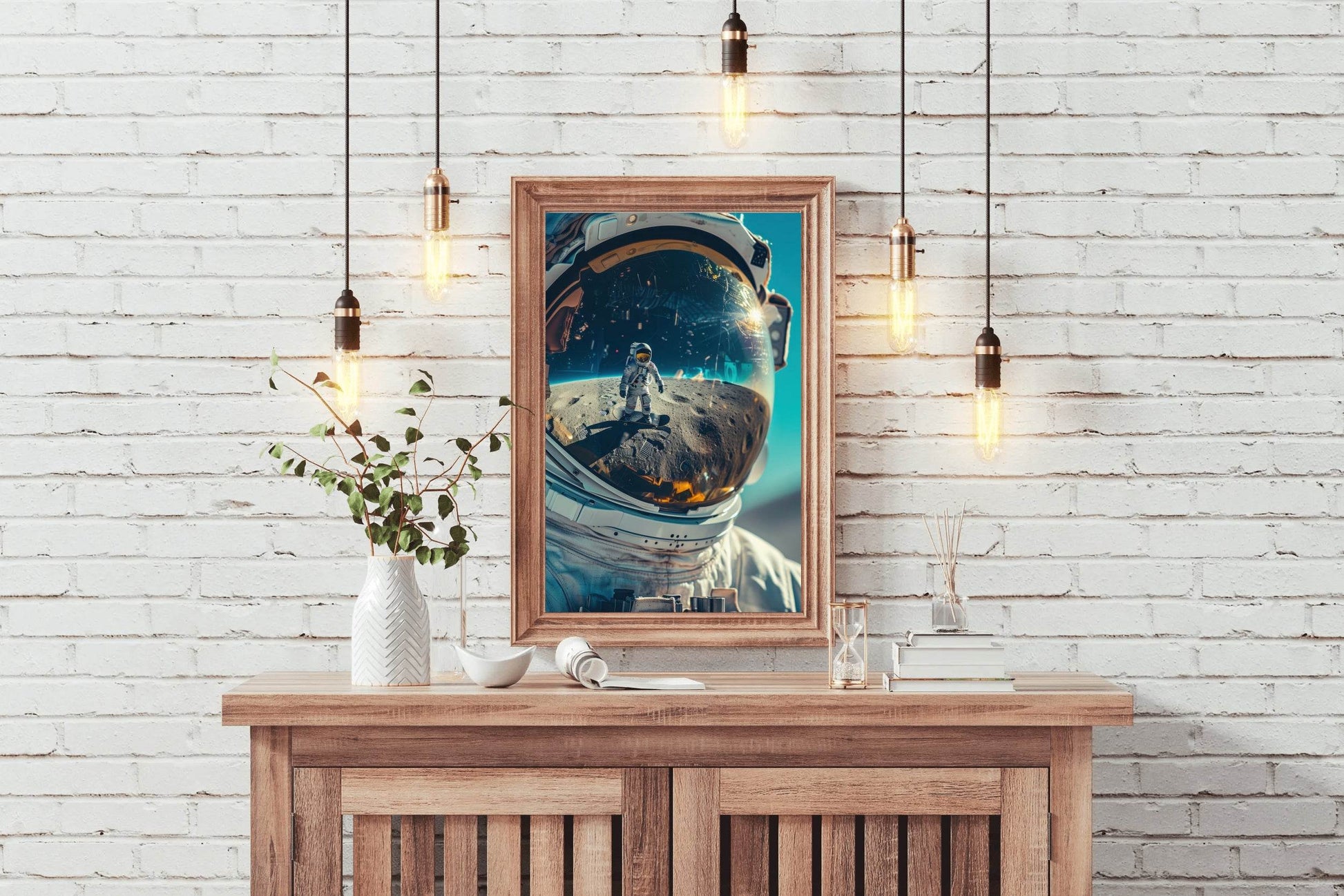 Astronaut Helmet Reflection on moon Wall Art - beink online art store