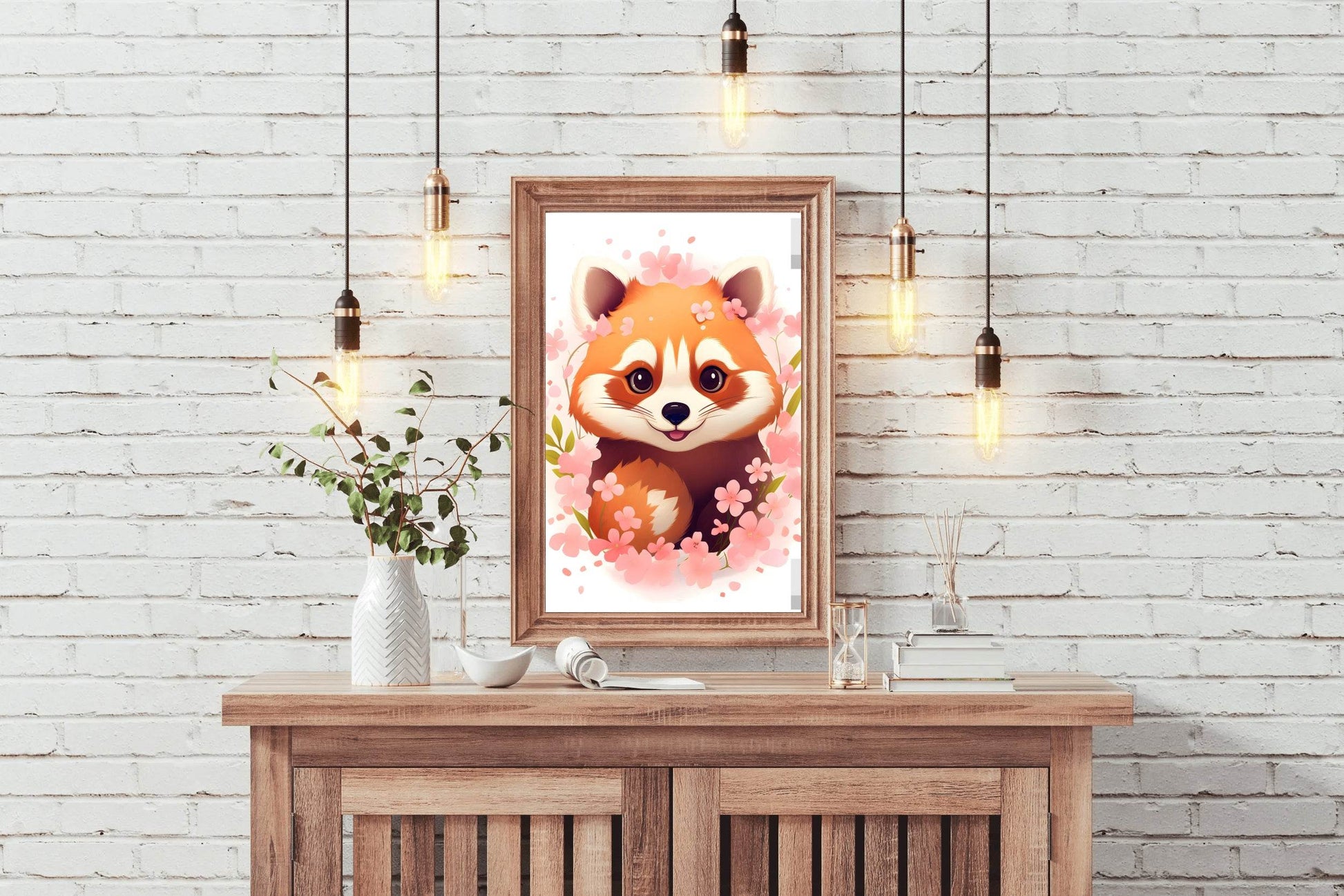 Painting of Smiling Red Teddy Cartoon - beink online art store