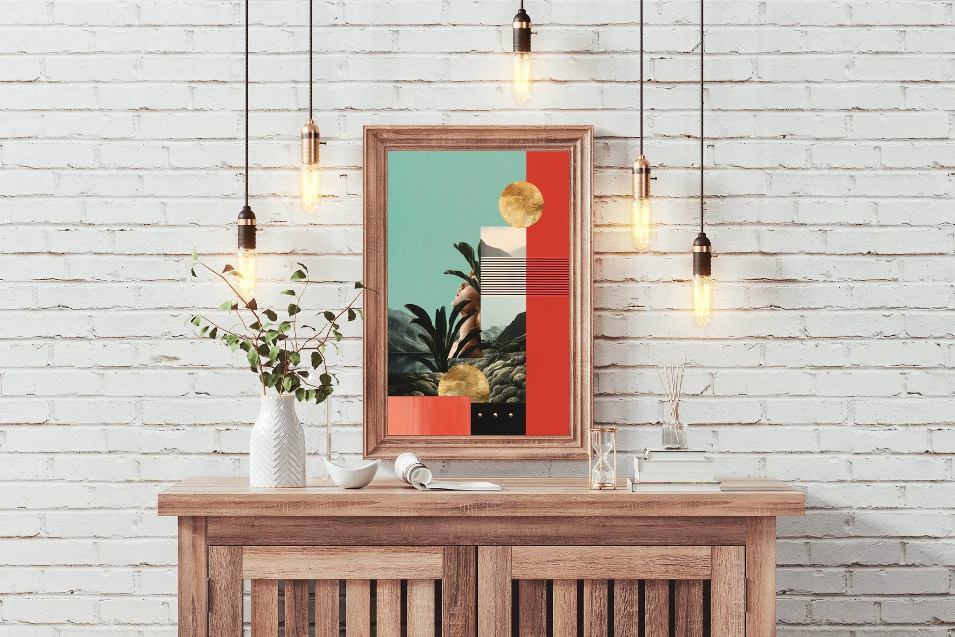 Girl Behind Geometric Shape Abstract Wall Art - beink online art store
