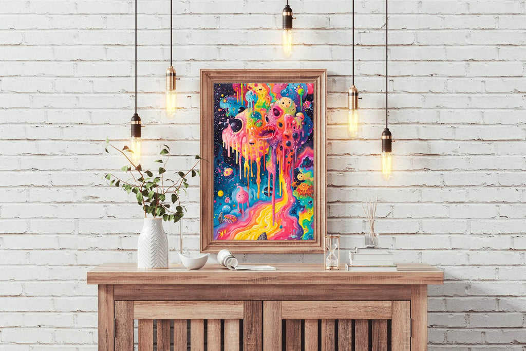 Brightly Colored Psychedelic Painting of a Monster Wall Art - beink online art store