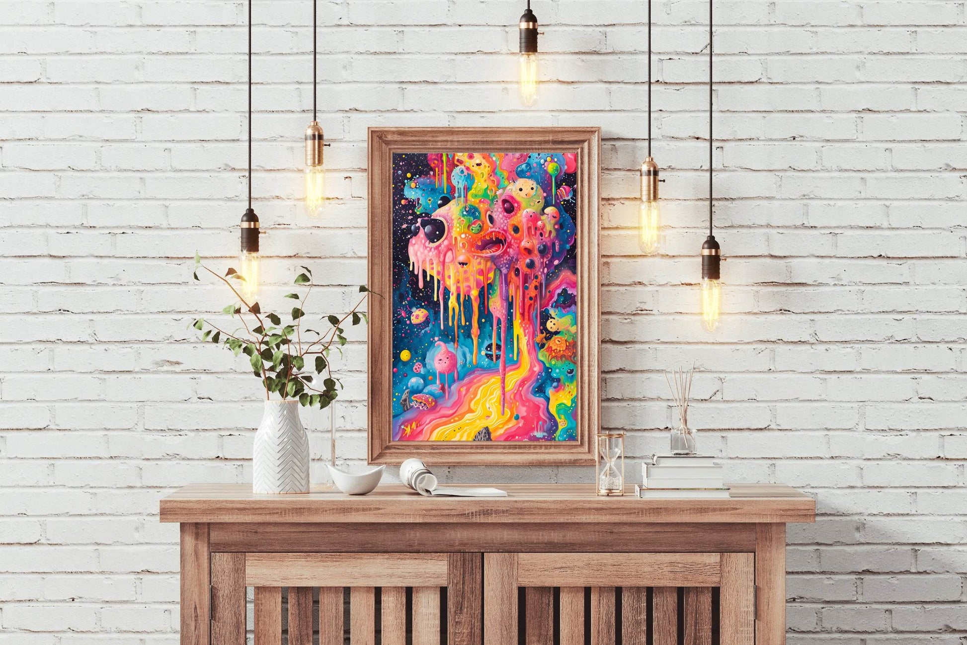 Brightly Colored Psychedelic Painting of a Monster Wall Art - beink online art store