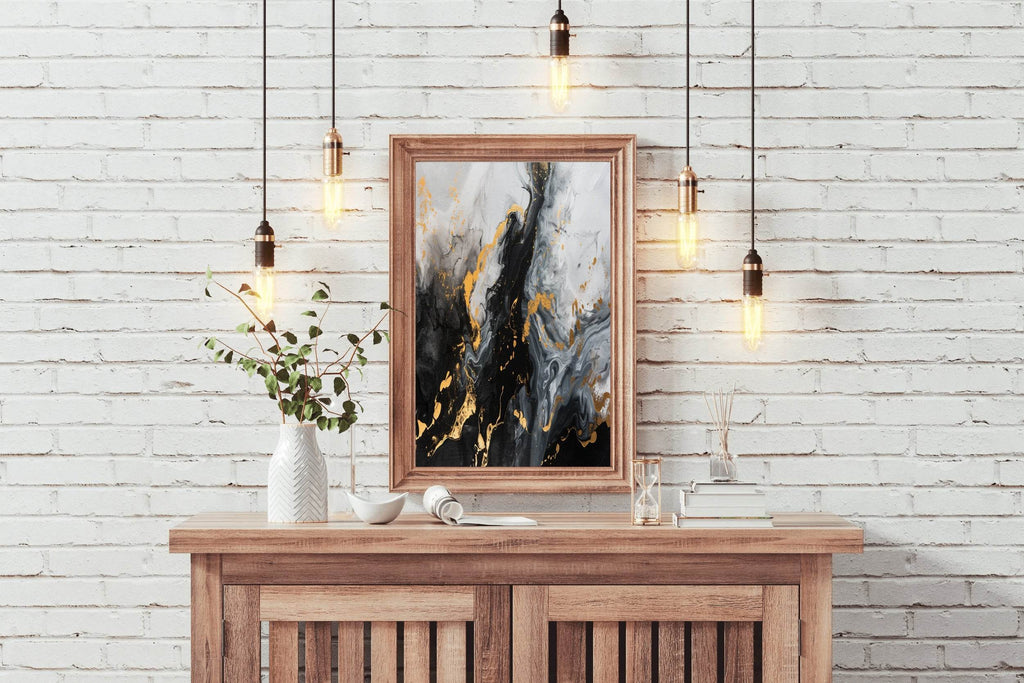 Mixed Black White And Gold Marble Wall Art - beink online art store