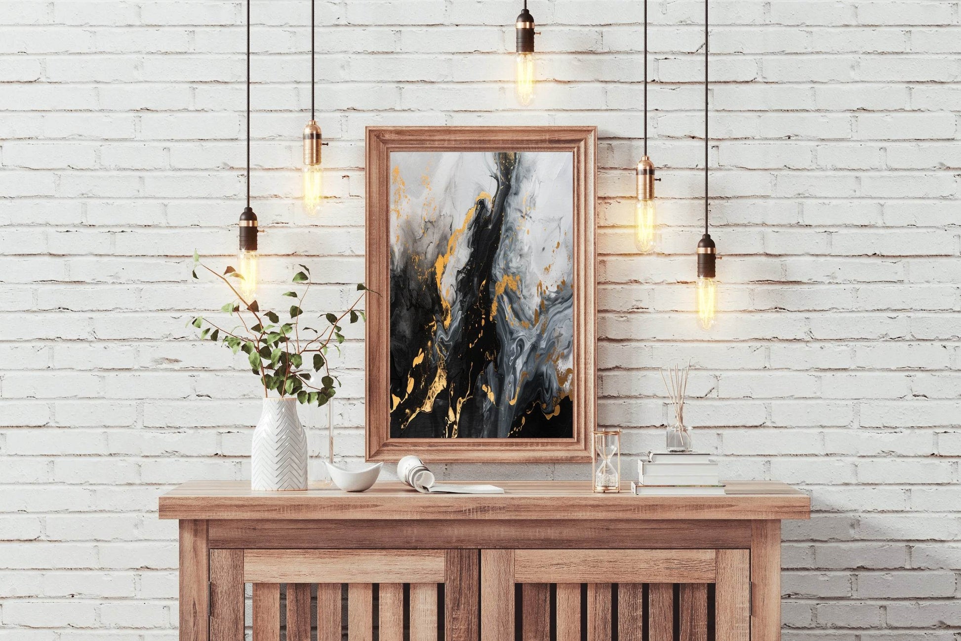 Mixed Black White And Gold Marble Wall Art - beink online art store