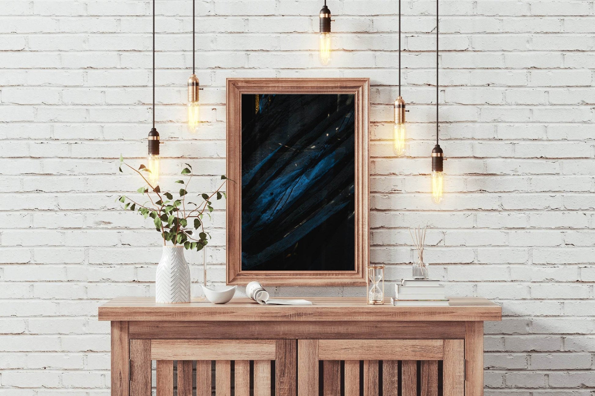 Night View on Mountain with Blue Light Abstract Wall Art - beink online art store