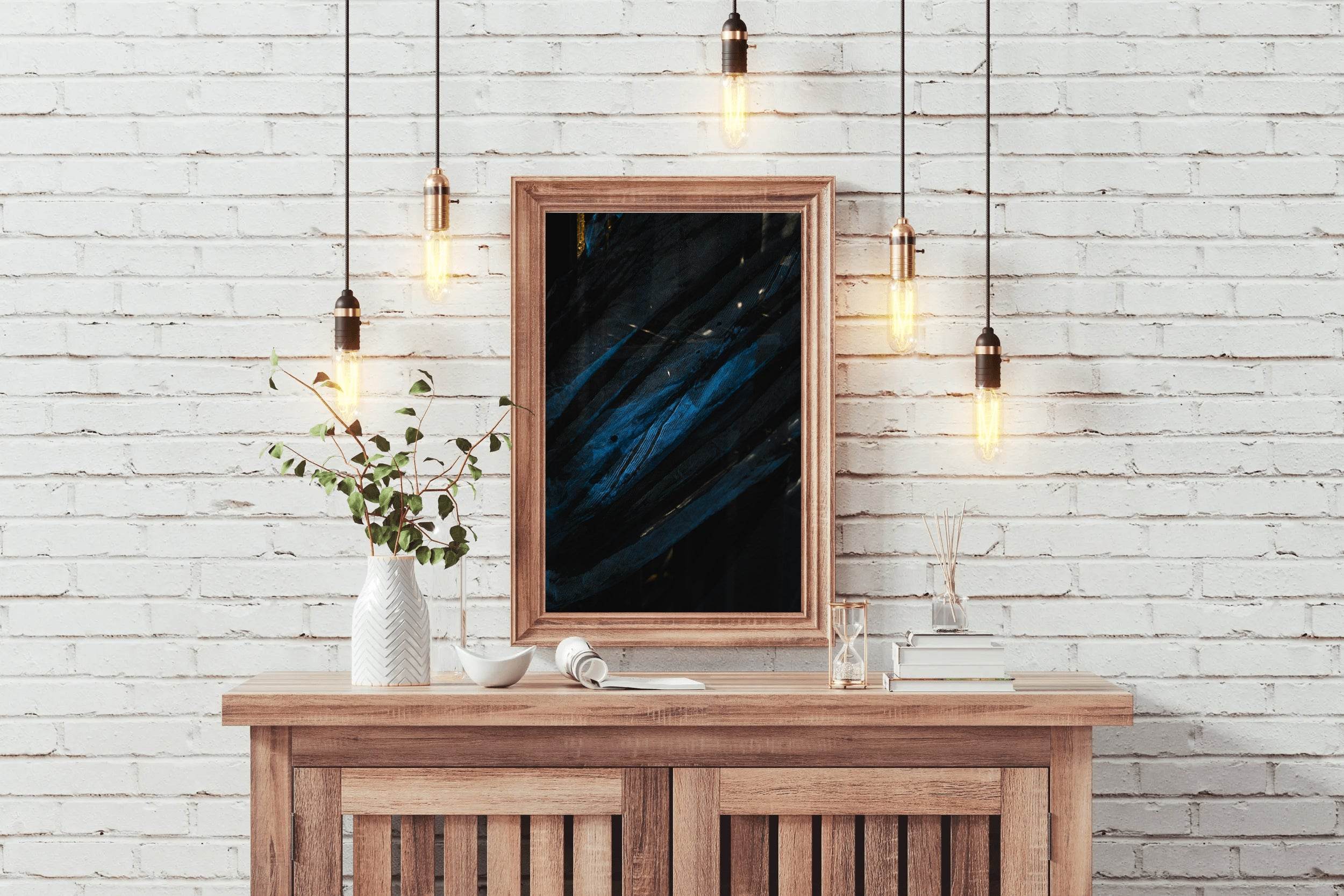 Night View on Mountain with Blue Light Abstract Wall Art - beink online art store