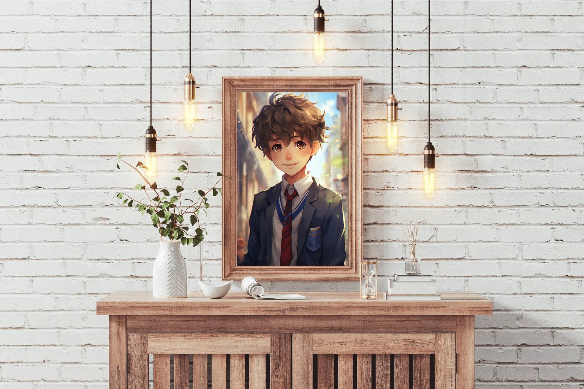 Anime style portrait of young Student school in Uniform Wall Art - beink online art store