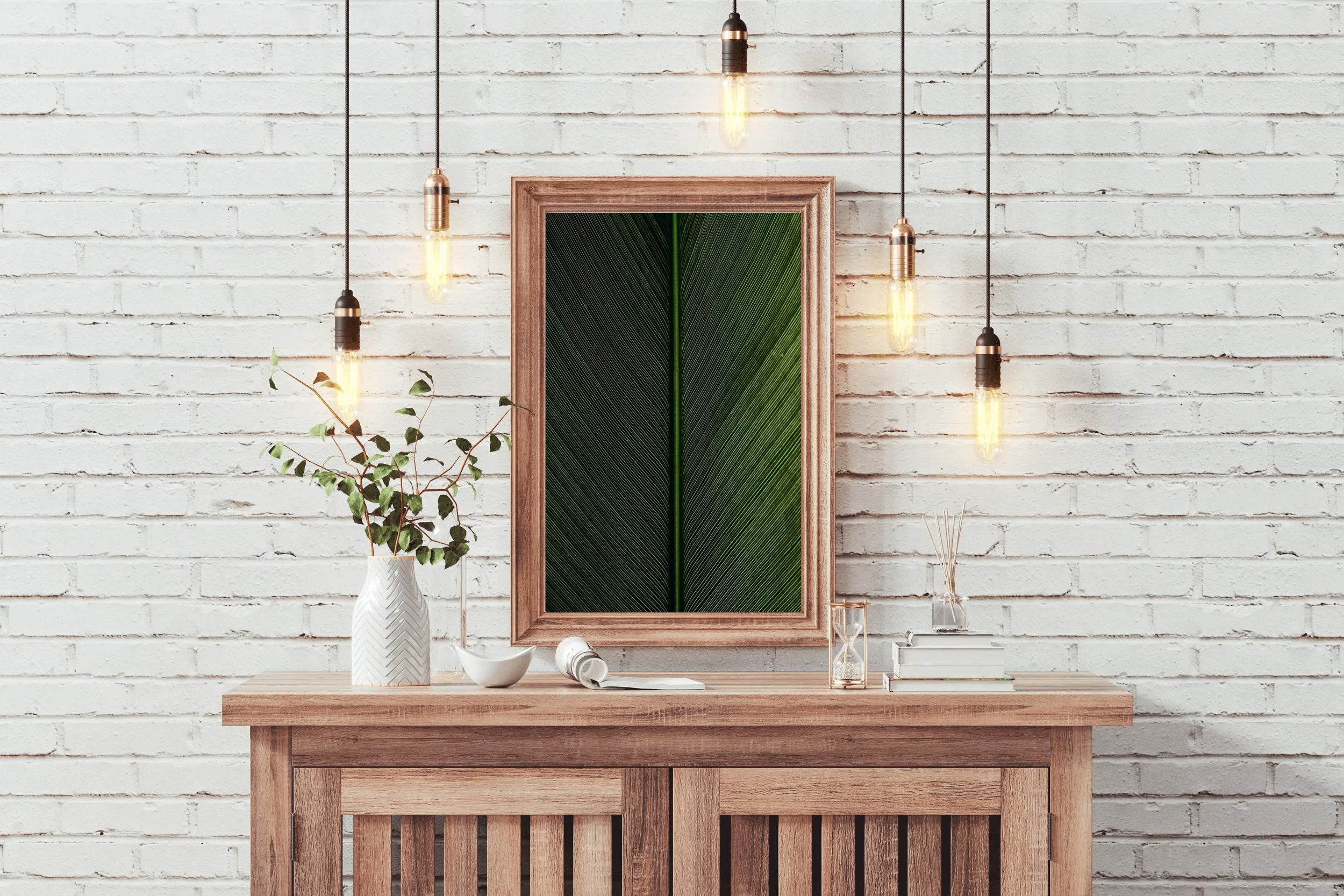 Leaf Lines Green Abstract Wall Art - beink online art store