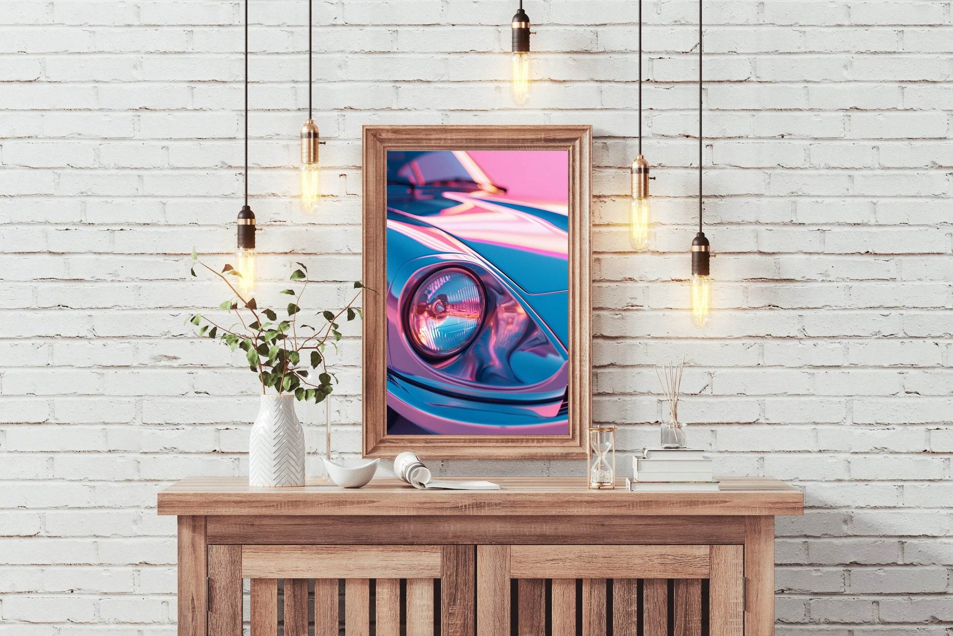 Neon Pink Porsche 911 Wall Art - beink online art store