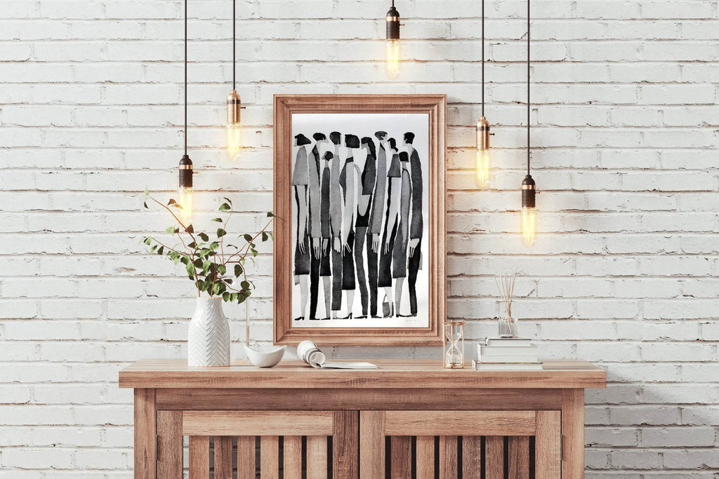 Waiting in Line - Static Posture and Linear Arrangement Art - beink online art store