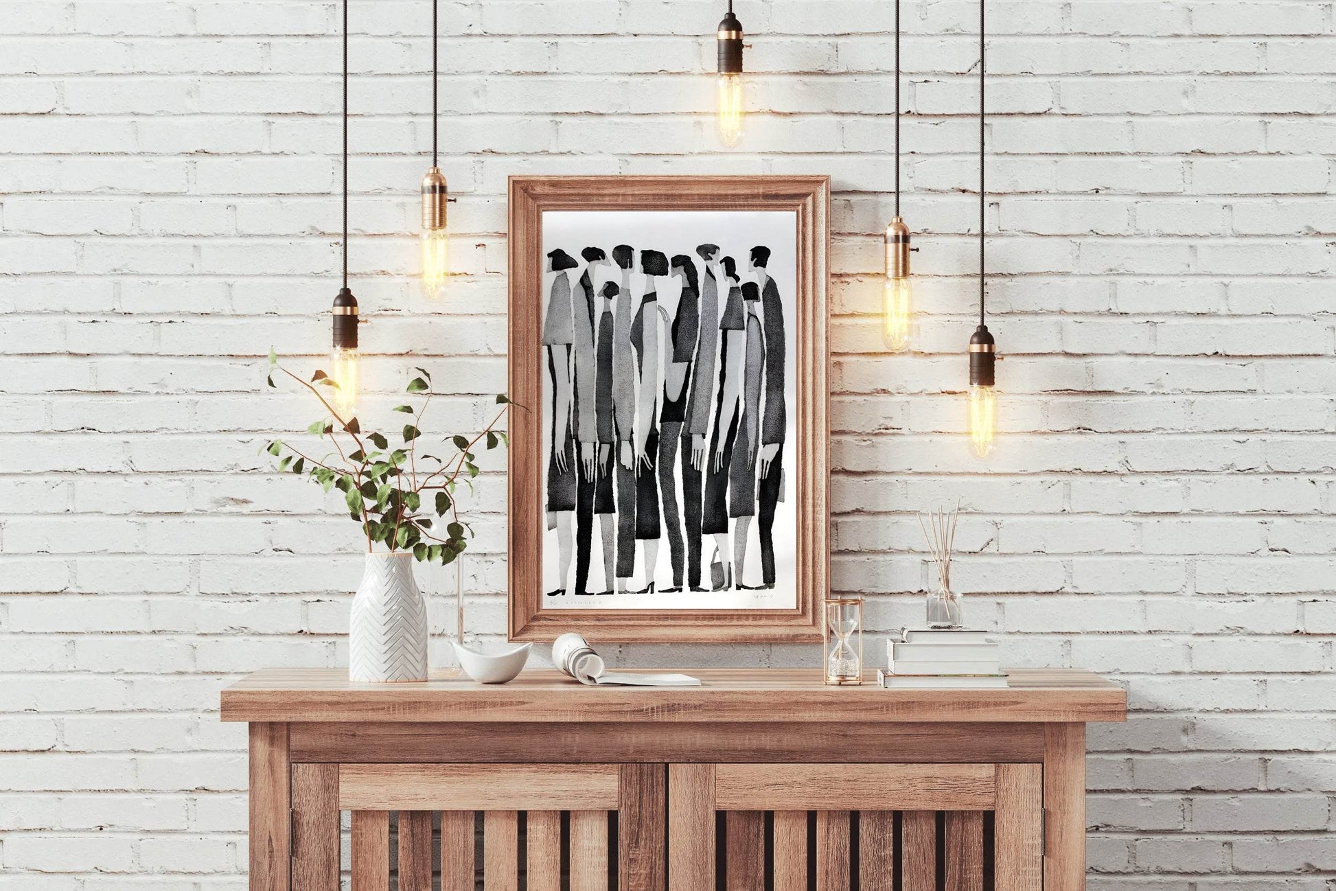 Waiting in Line - Static Posture and Linear Arrangement Art - beink online art store