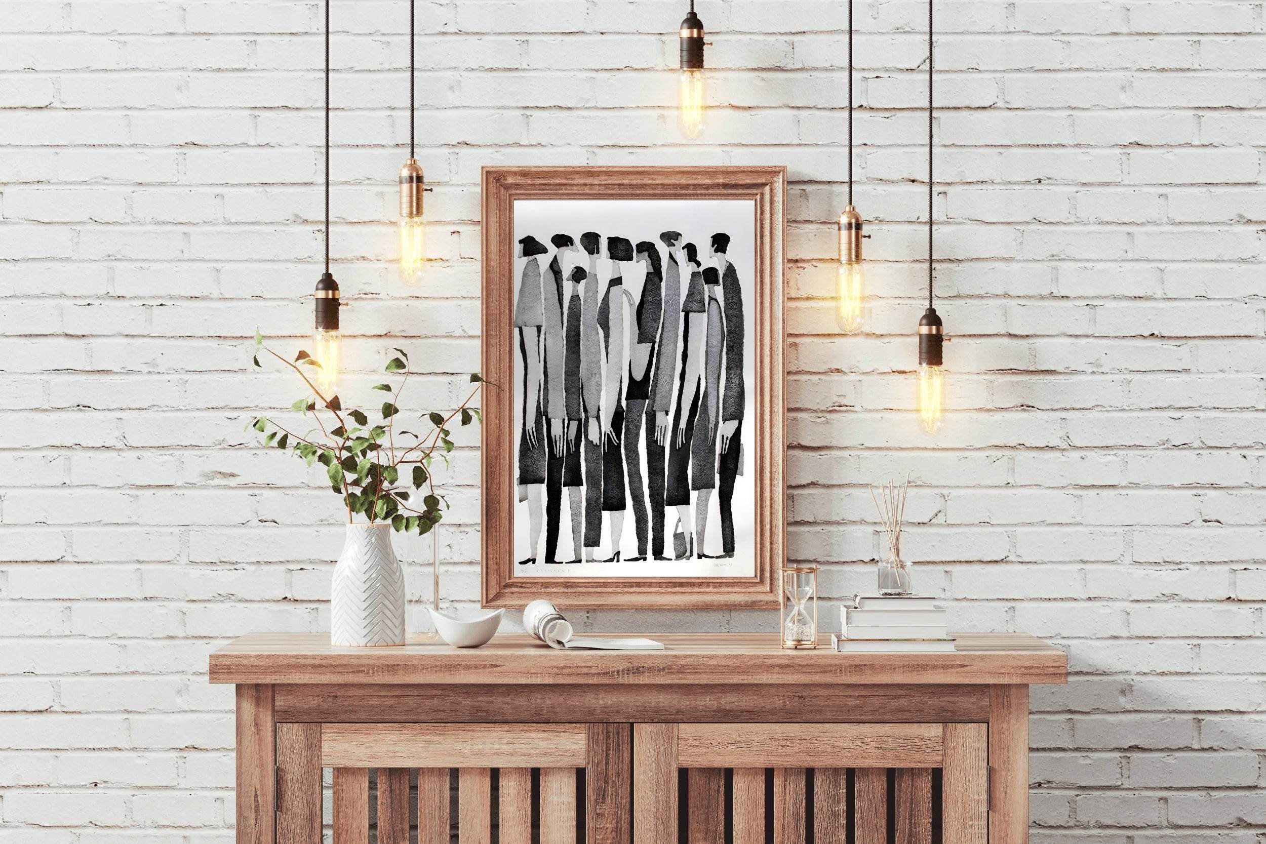 Waiting in Line - Static Posture and Linear Arrangement Art - beink online art store
