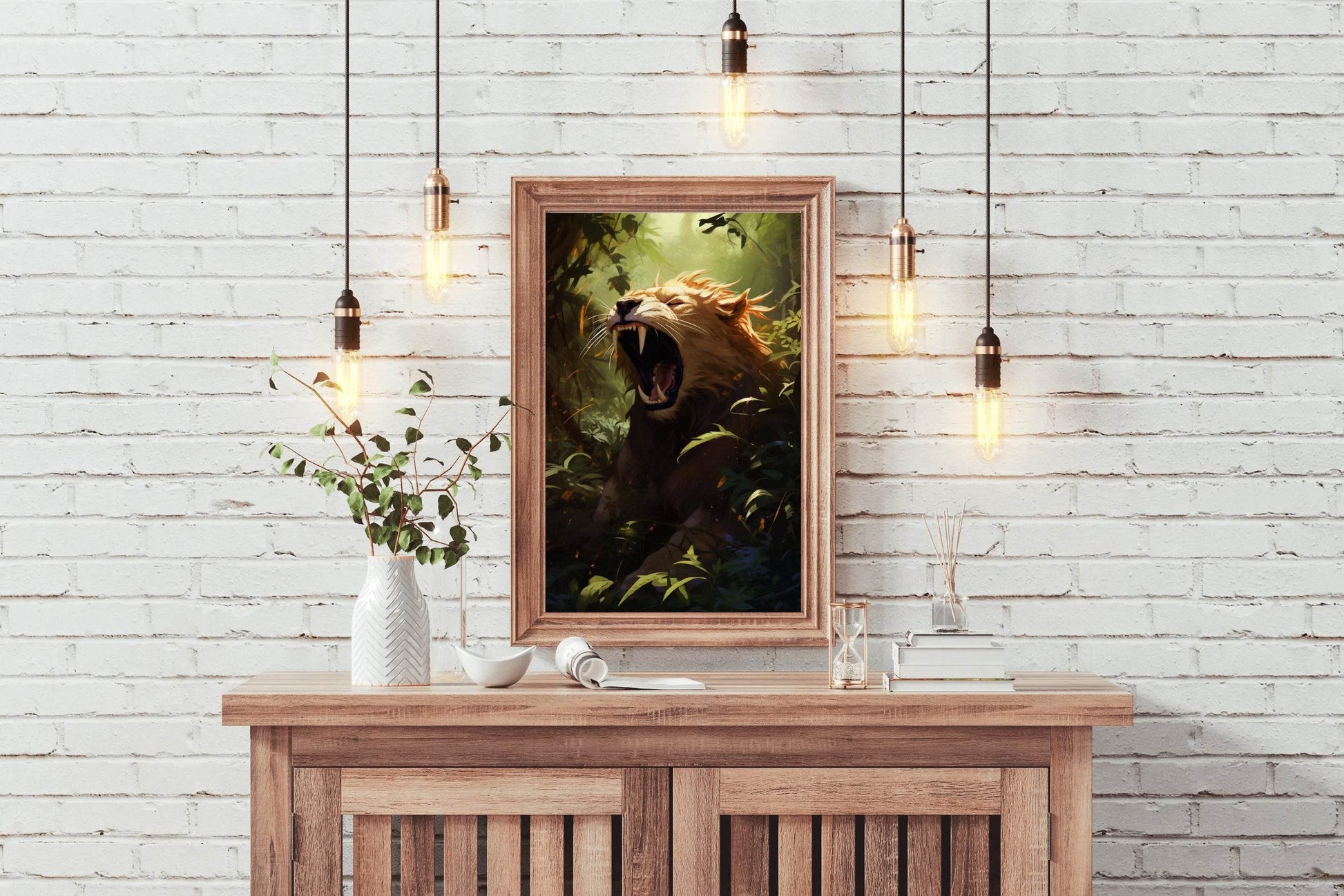 Roaring Liger Animal Wall Art - beink online art store