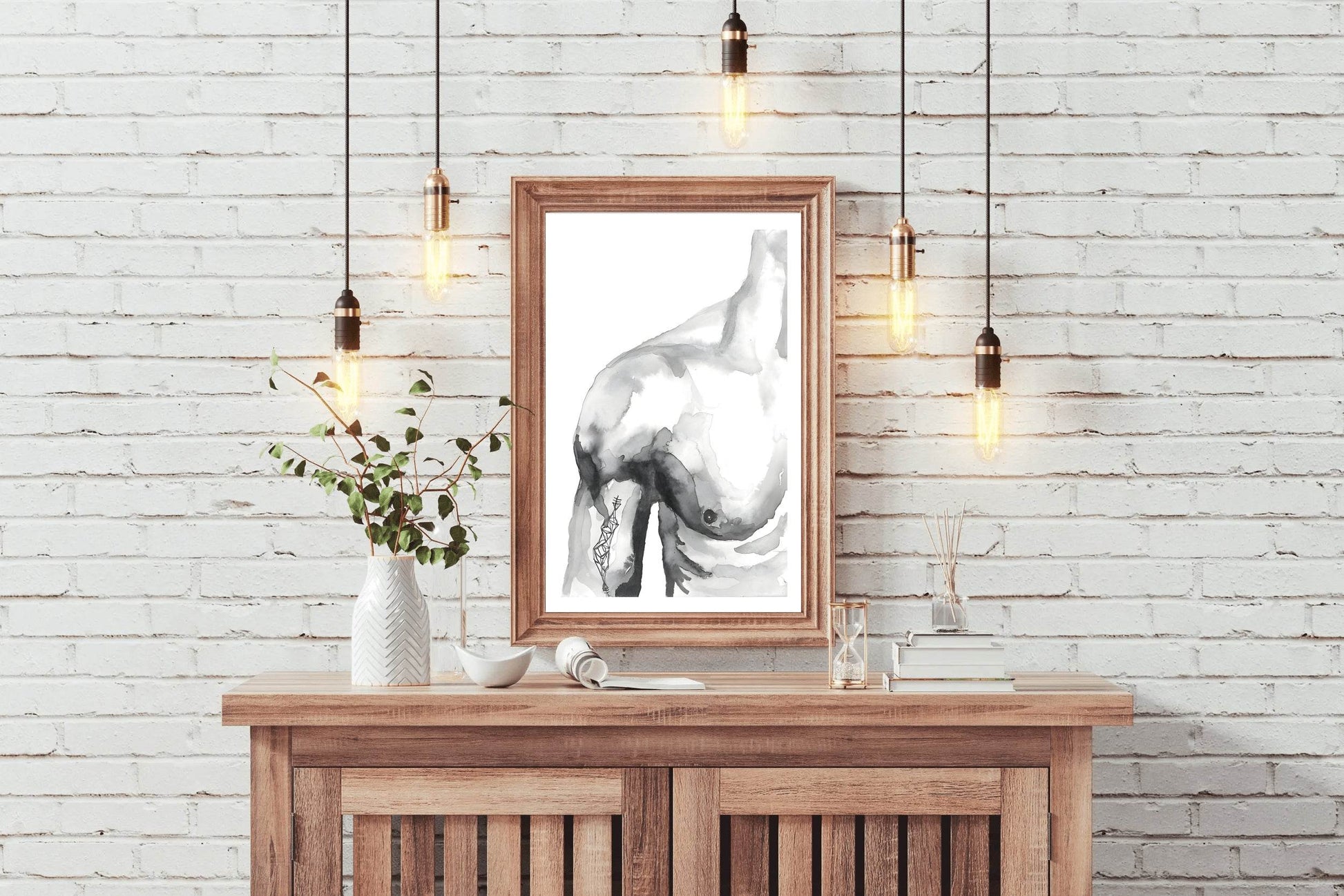 Ink and Watercolor Male Partial Figure Wall Art - beink online art store