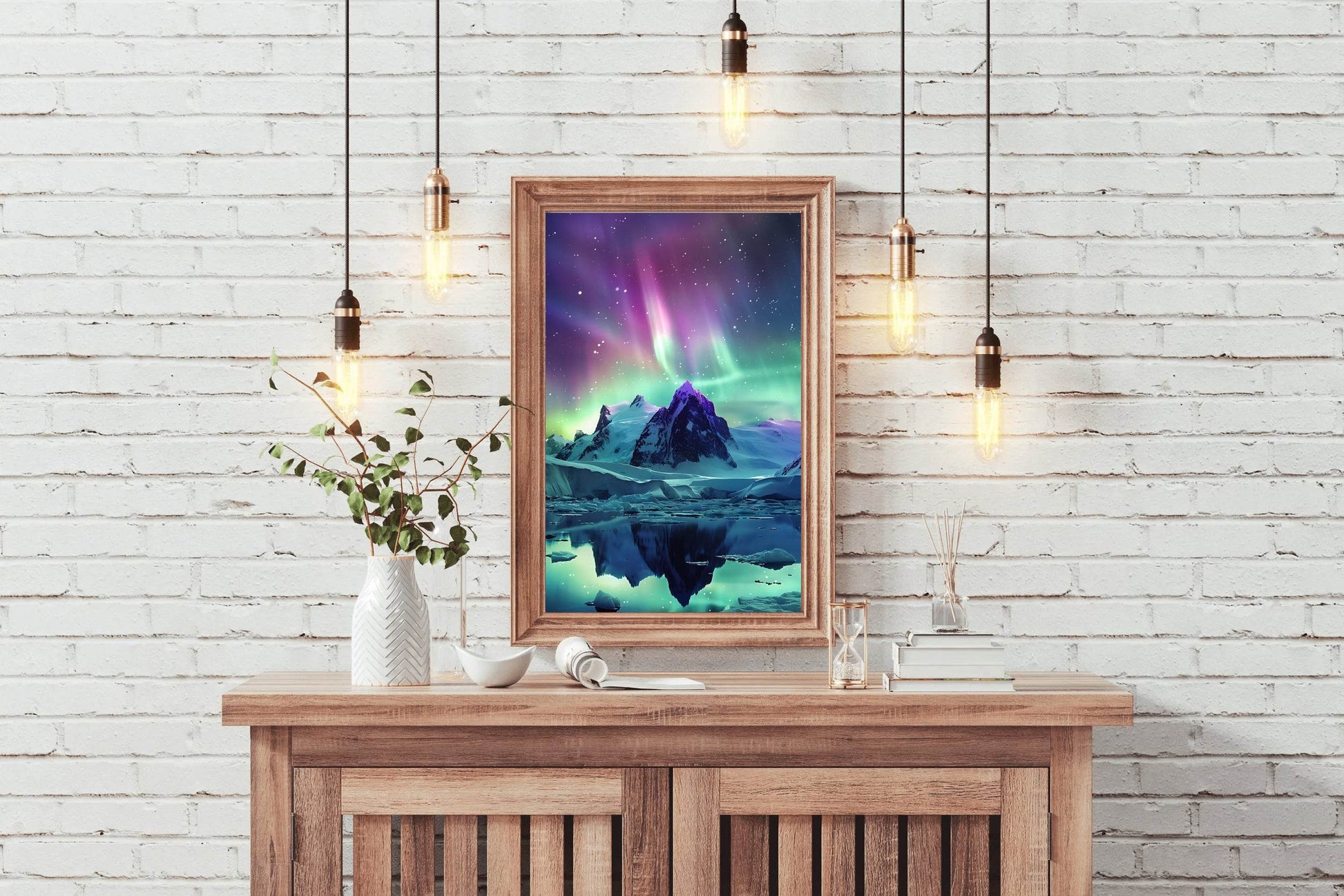 Polar Lights Over Antarctic Peak Wall Art - beink online art store