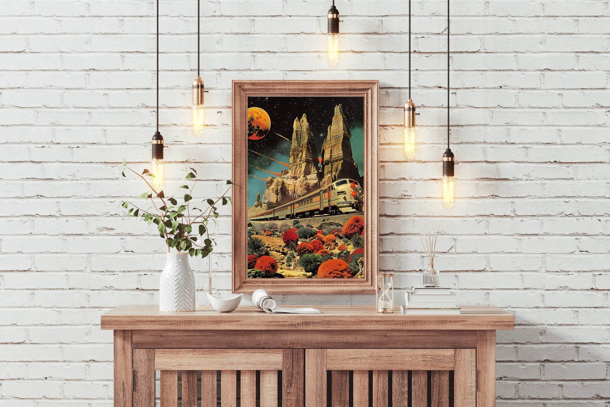 Painting Of A Train Passing Through The Plain Wall Art - beink online art store