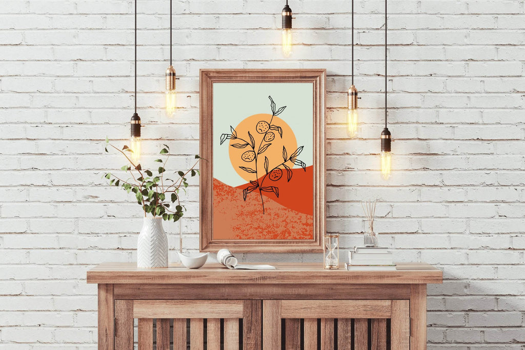 Shrivelled Plant With Sun Abstract Wall Art - beink online art store