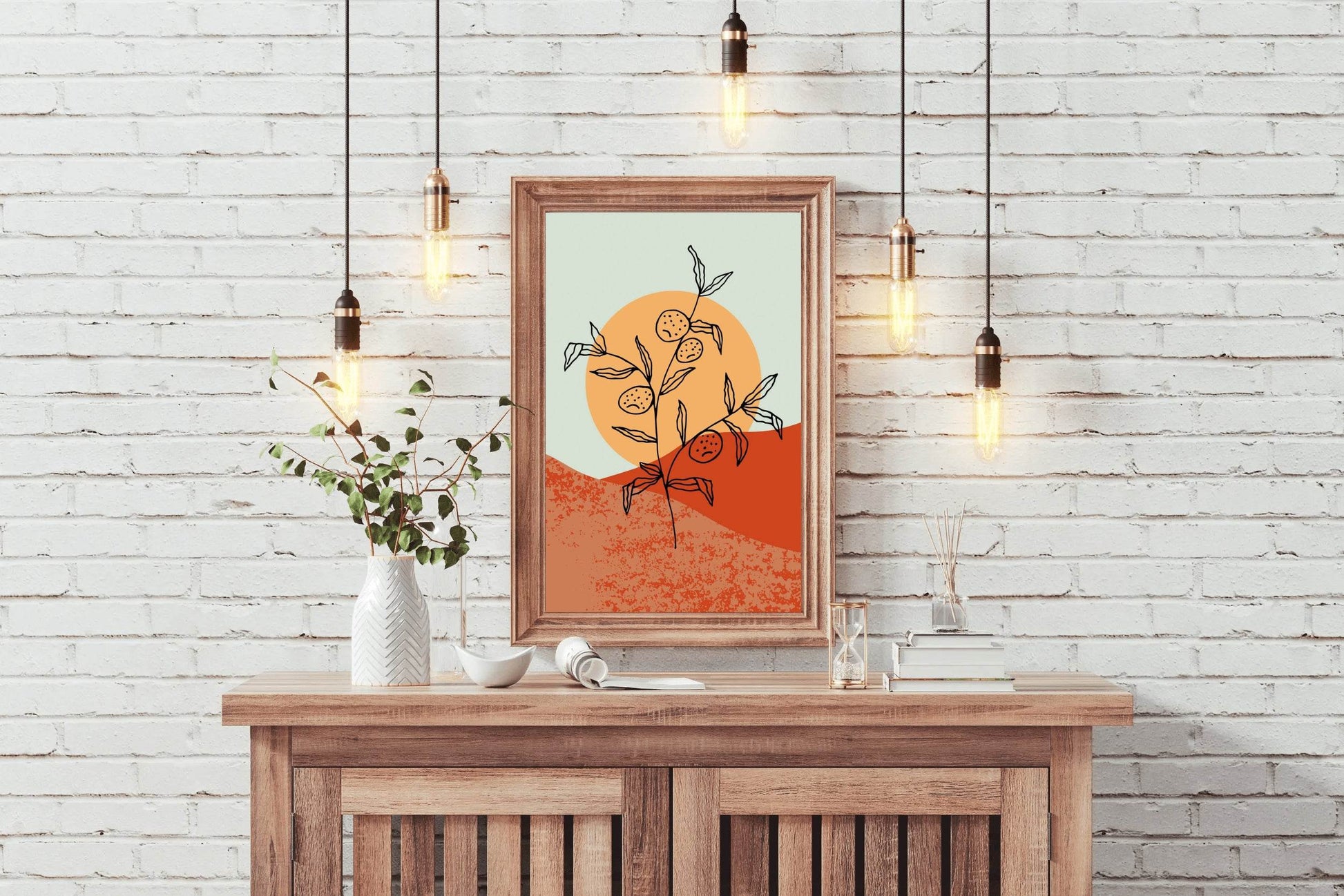 Shrivelled Plant With Sun Abstract Wall Art - beink online art store