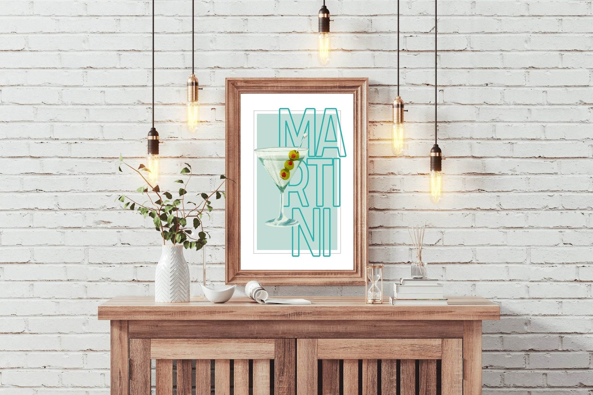 Martini Cocktail With Green Olives Wall Art - beink online art store