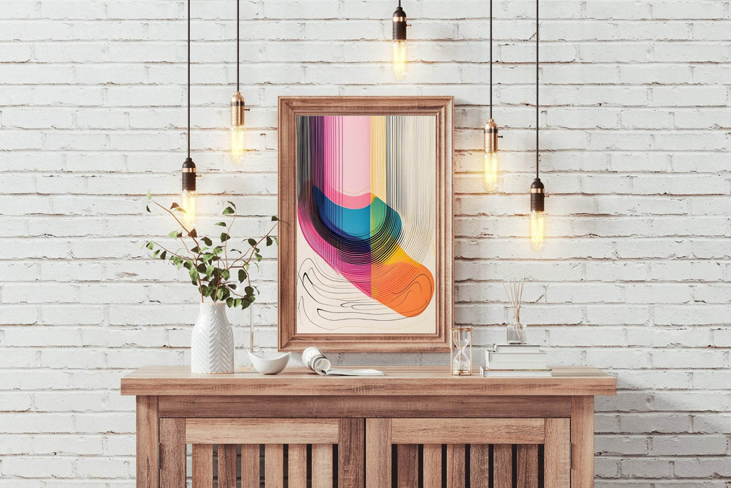 A Close Up of a Colorful Wavy Pattern Digital Art - beink online art store