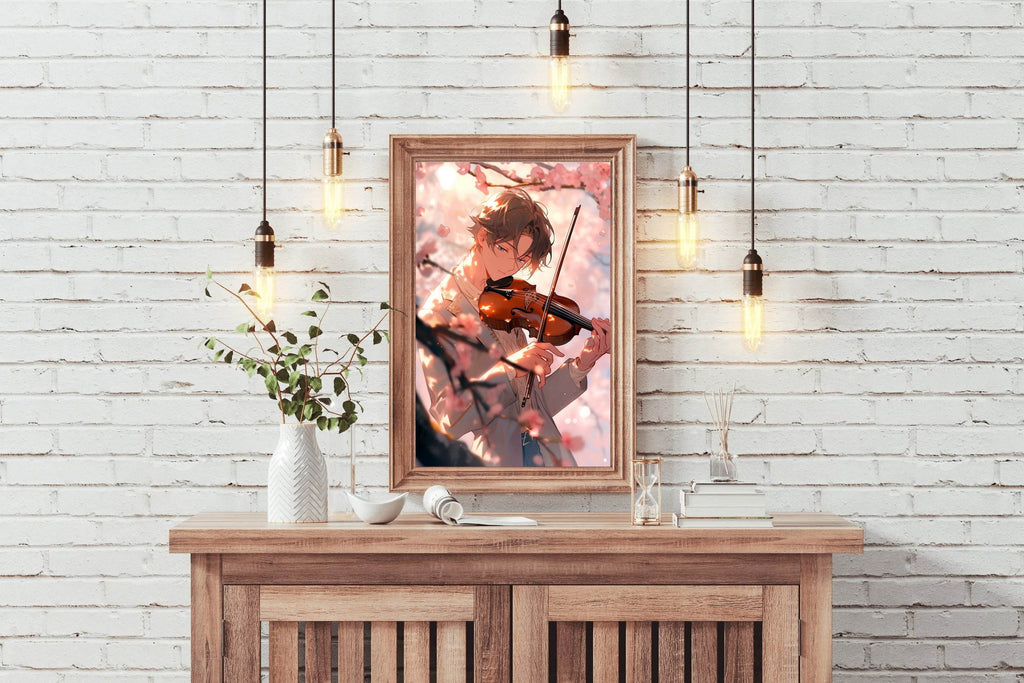 Young Anime Boy Playing violin Wall Art - beink online art store