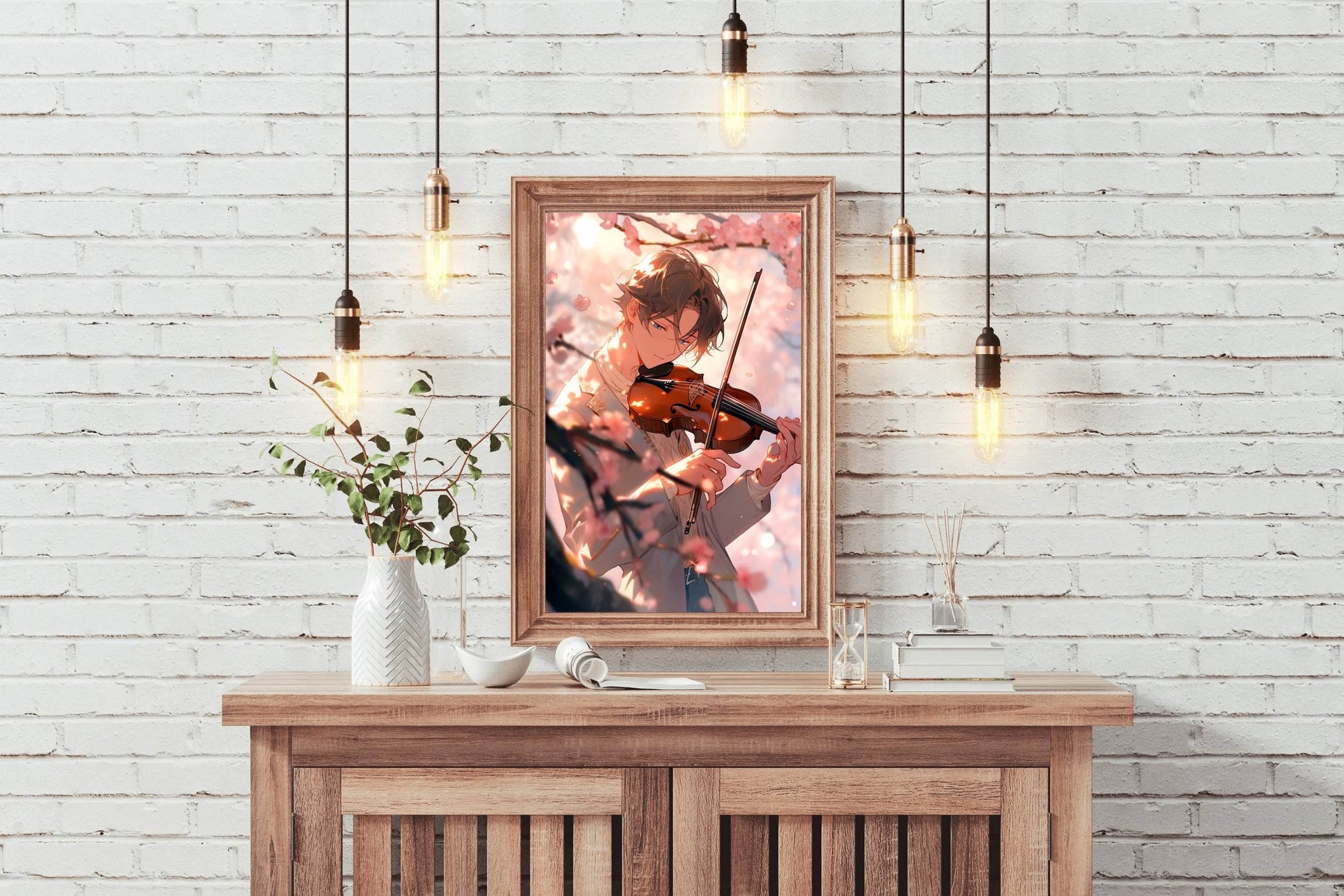 Young Anime Boy Playing violin Wall Art - beink online art store