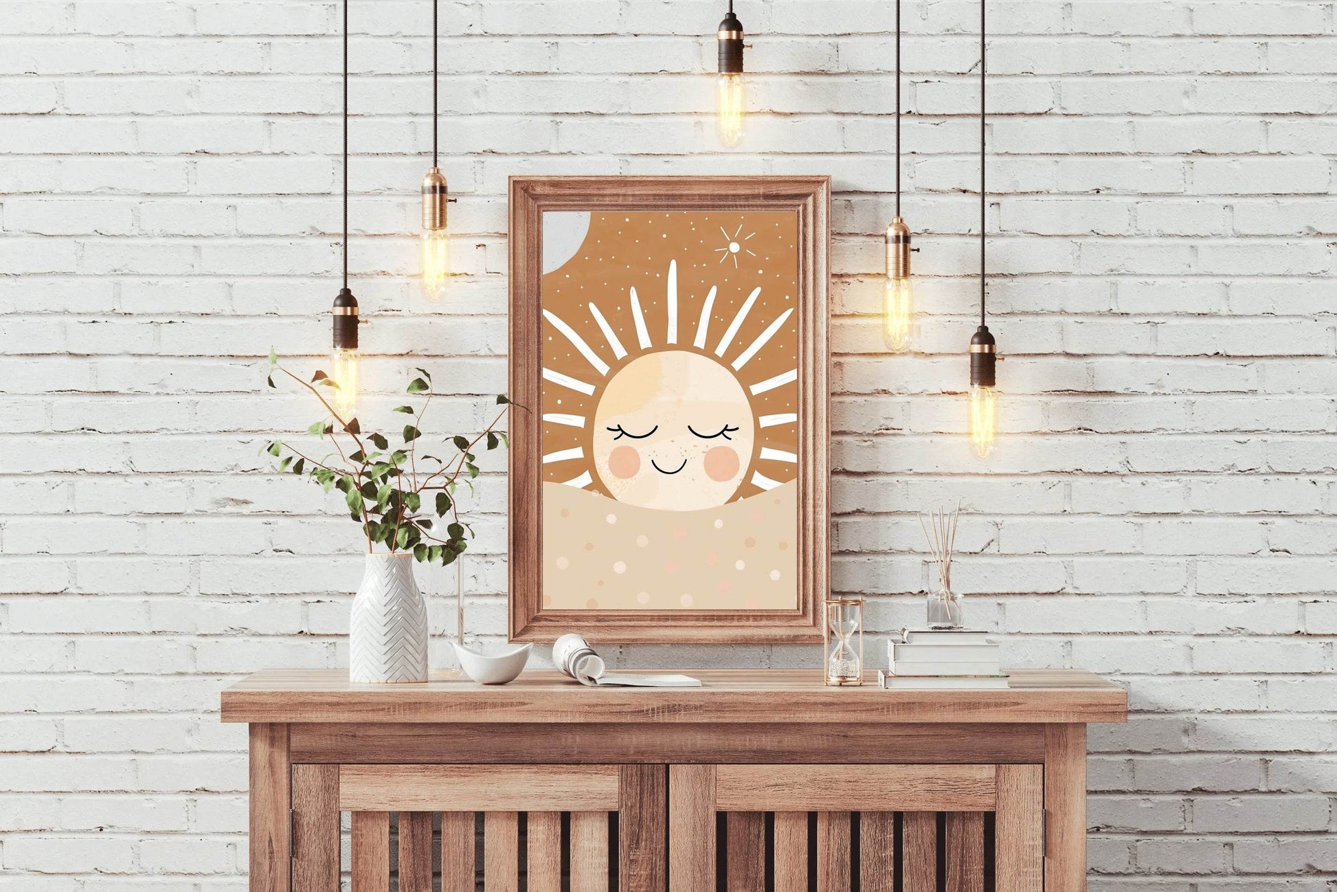 Smiling Face of Sleeping Cartoon Sun - beink online art store