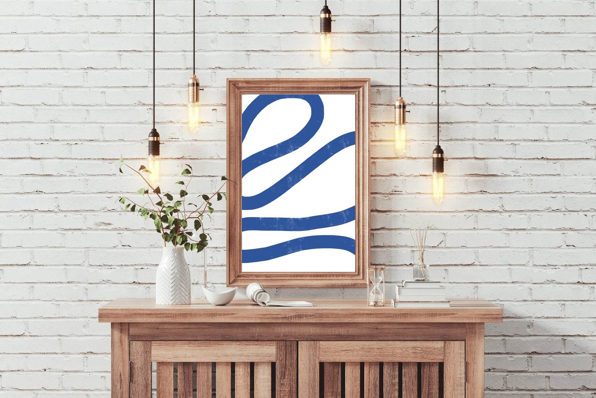 Blue Spiral Llines Wall Art - beink online art store