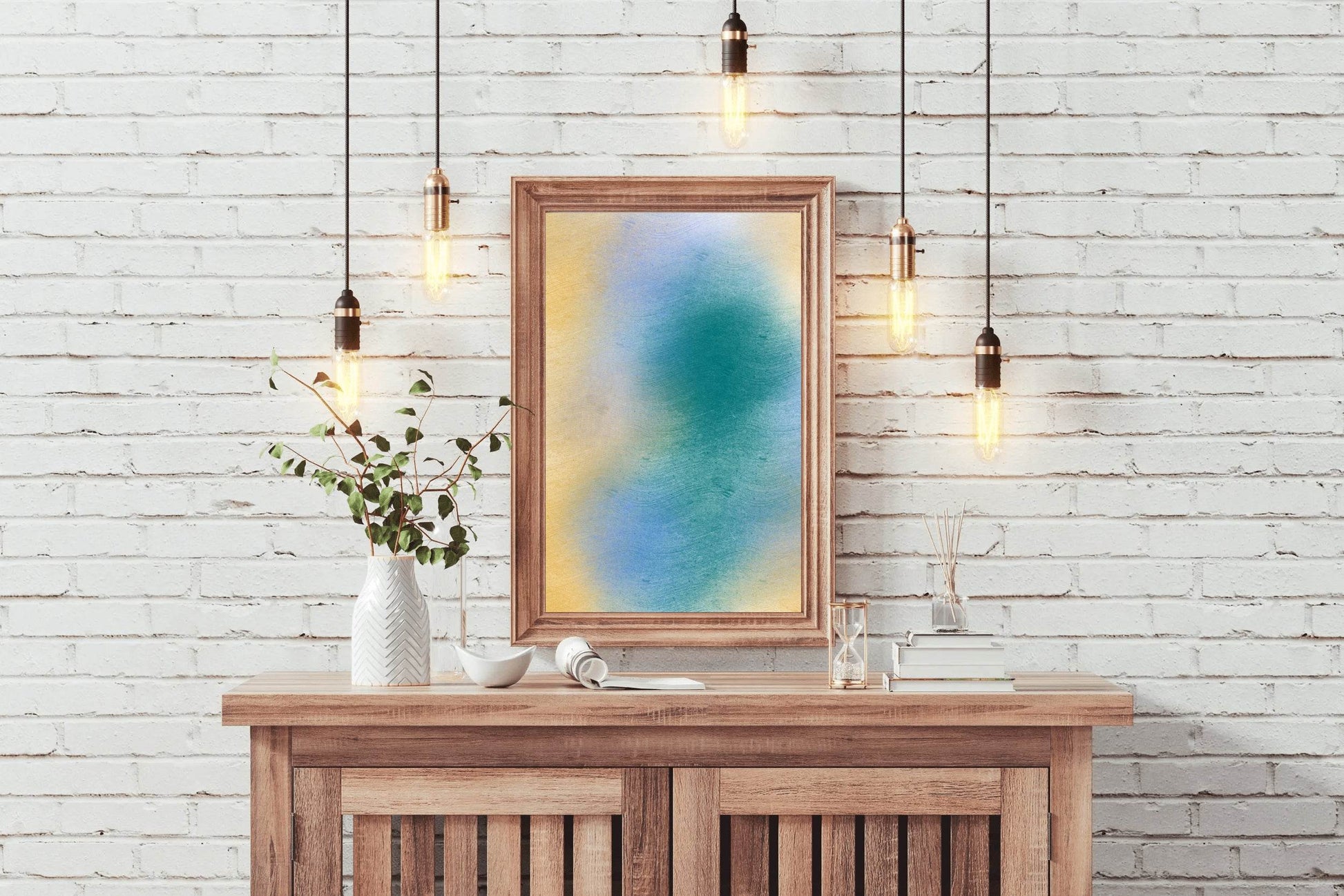 Green Blue Brown Matte Background Wall Art - beink online art store