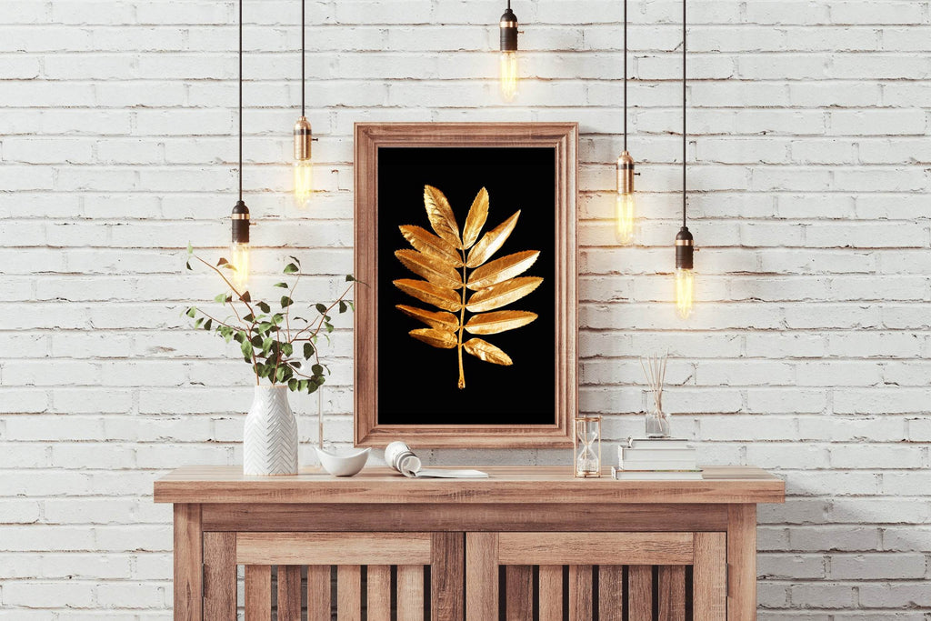 Golden Fern Leaf Wall Art - beink online art store