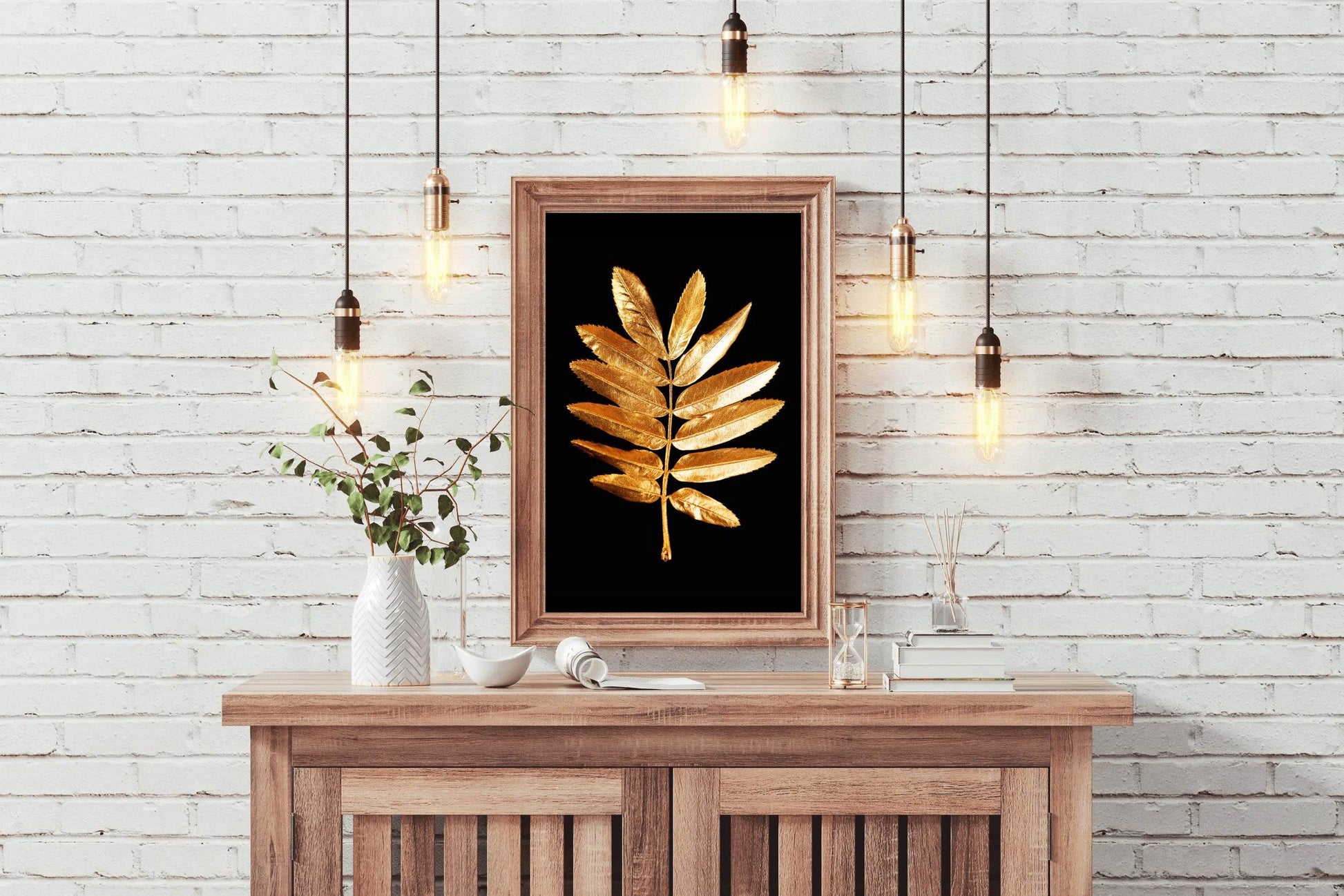 Golden Fern Leaf Wall Art - beink online art store