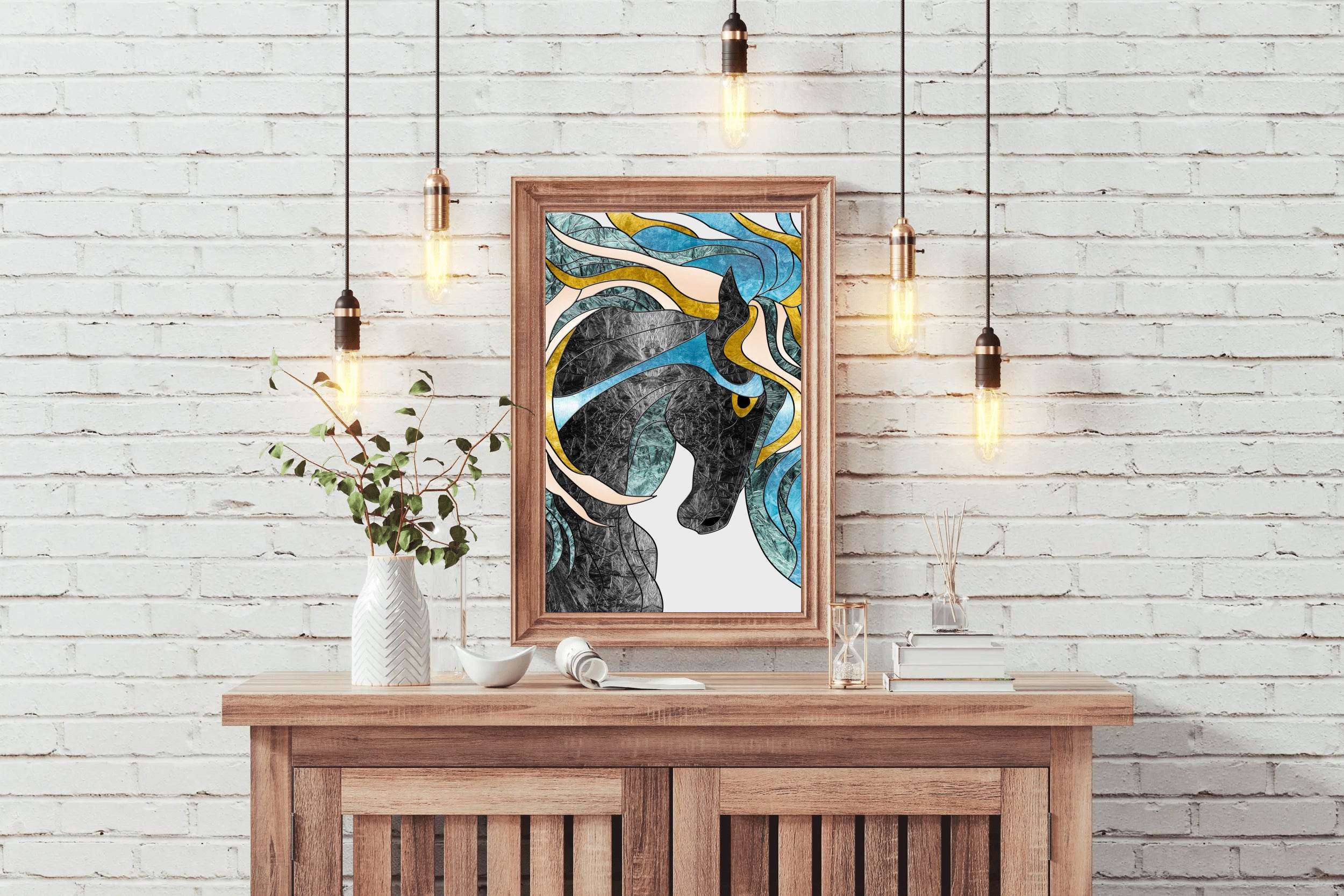 Stained Glass Stallion Modern Wall Art - beink online art store