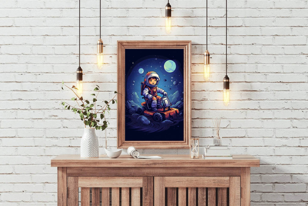 Painting of Astonaut Boy Riding in Space - beink online art store
