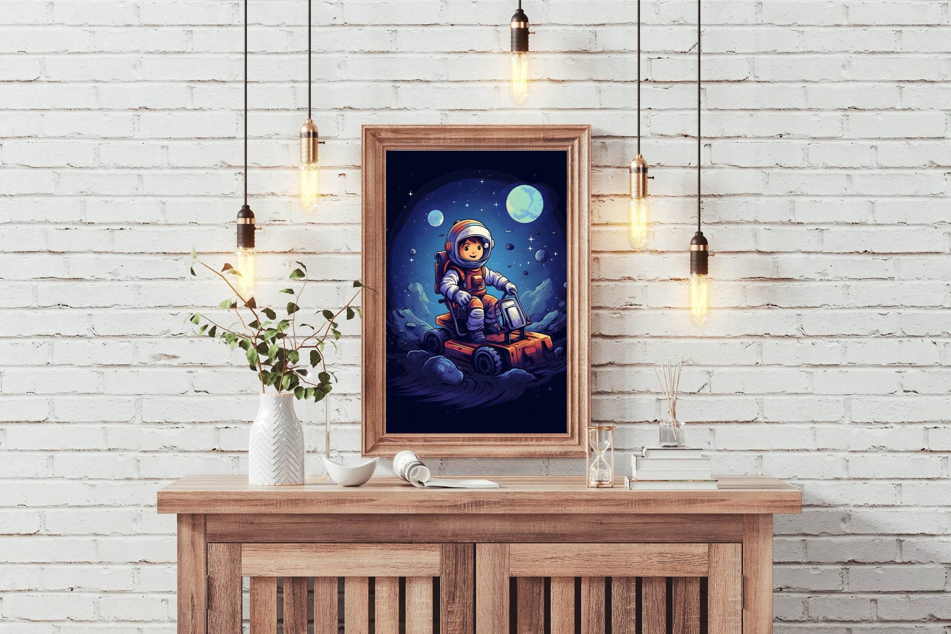 Painting of Astonaut Boy Riding in Space - beink online art store