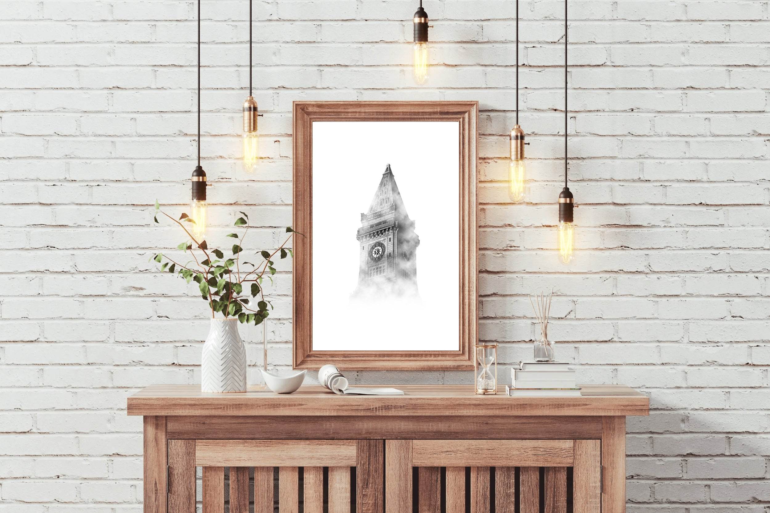 Clock Tower Black & White Wall Art - beink online art store