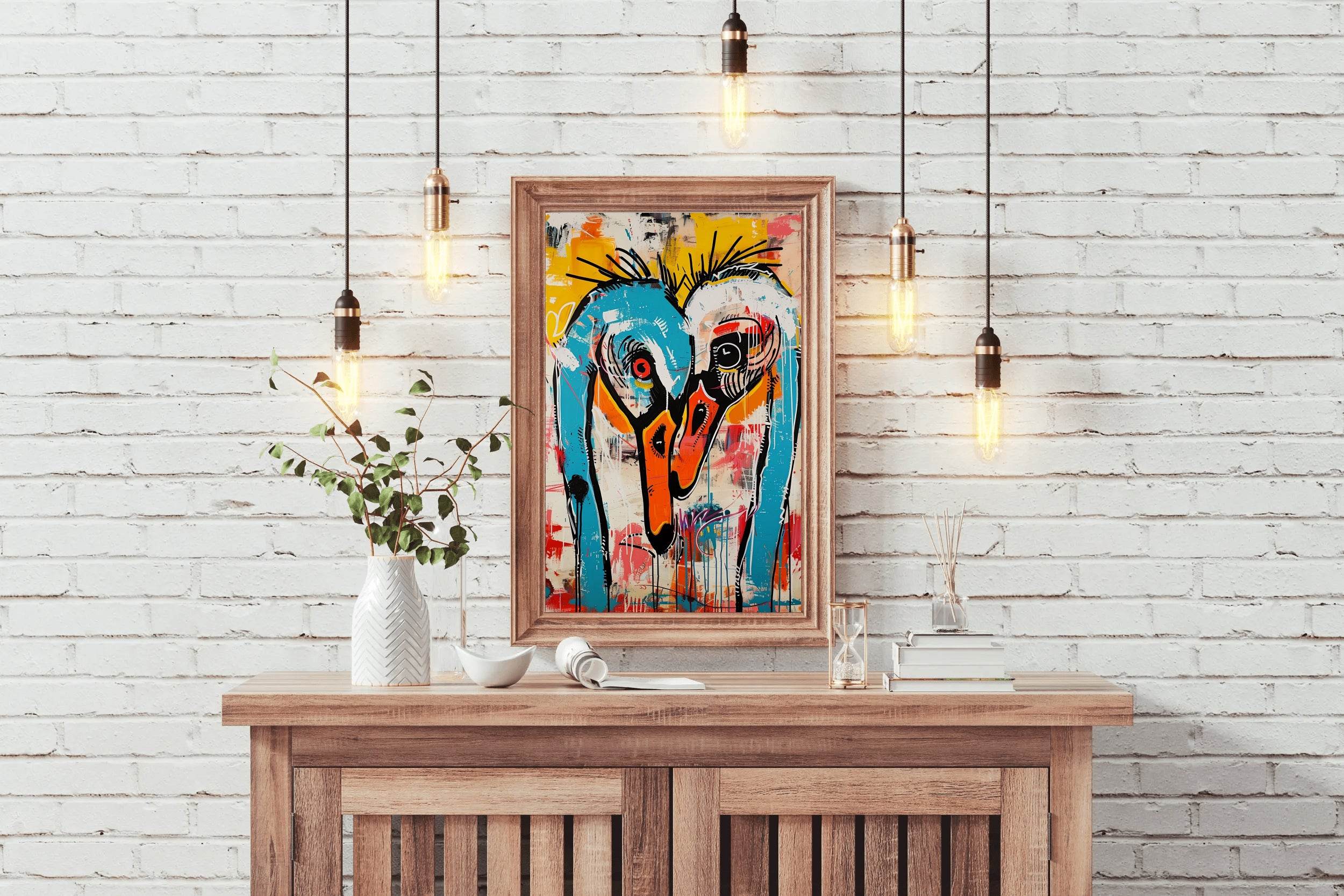 Color Painting of Pair of Swan - beink online art store