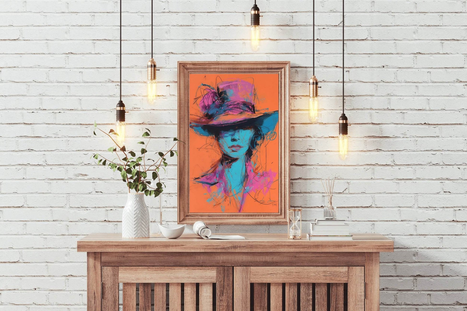 Painting Of A Woman With A Brimmed Hat Wall Art - beink online art store