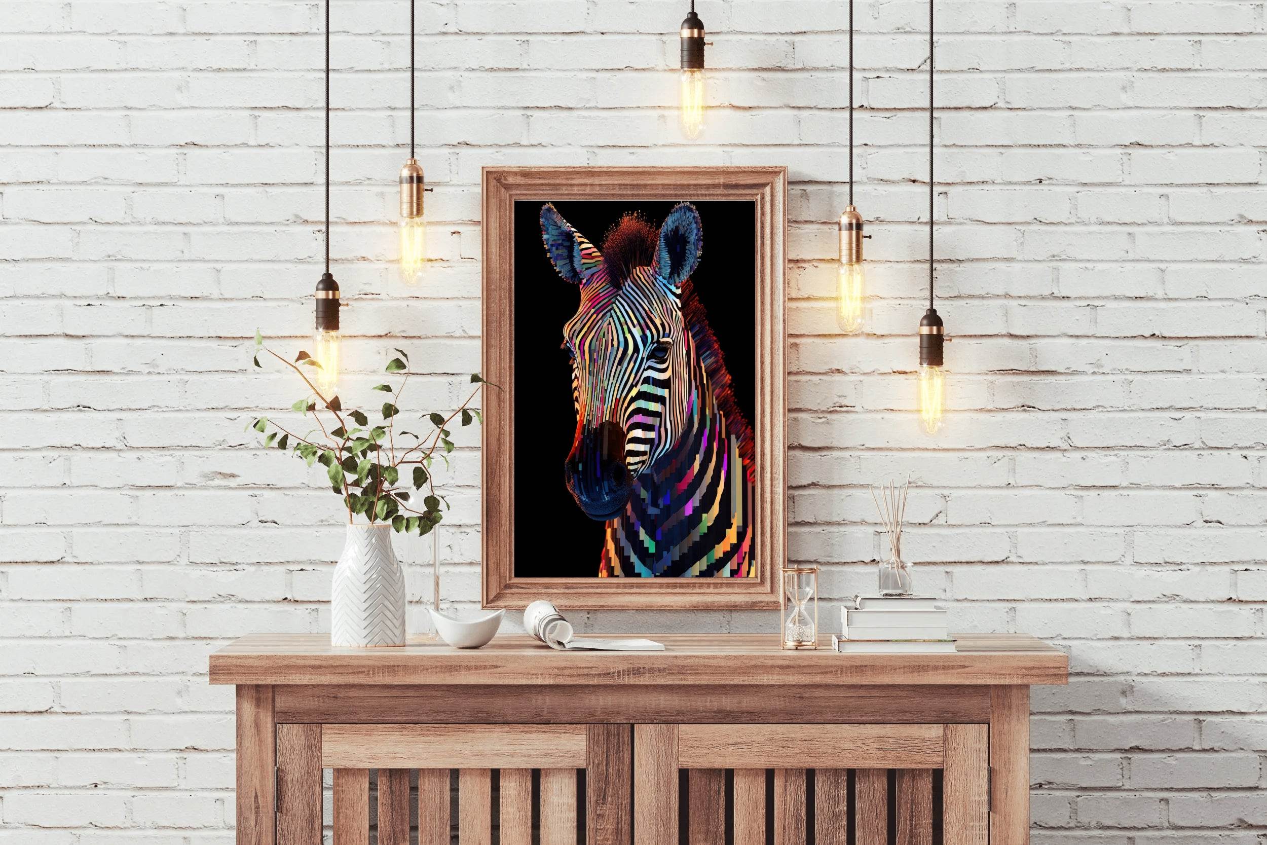Painting of Zebra Face Animal Wall Art - beink online art store