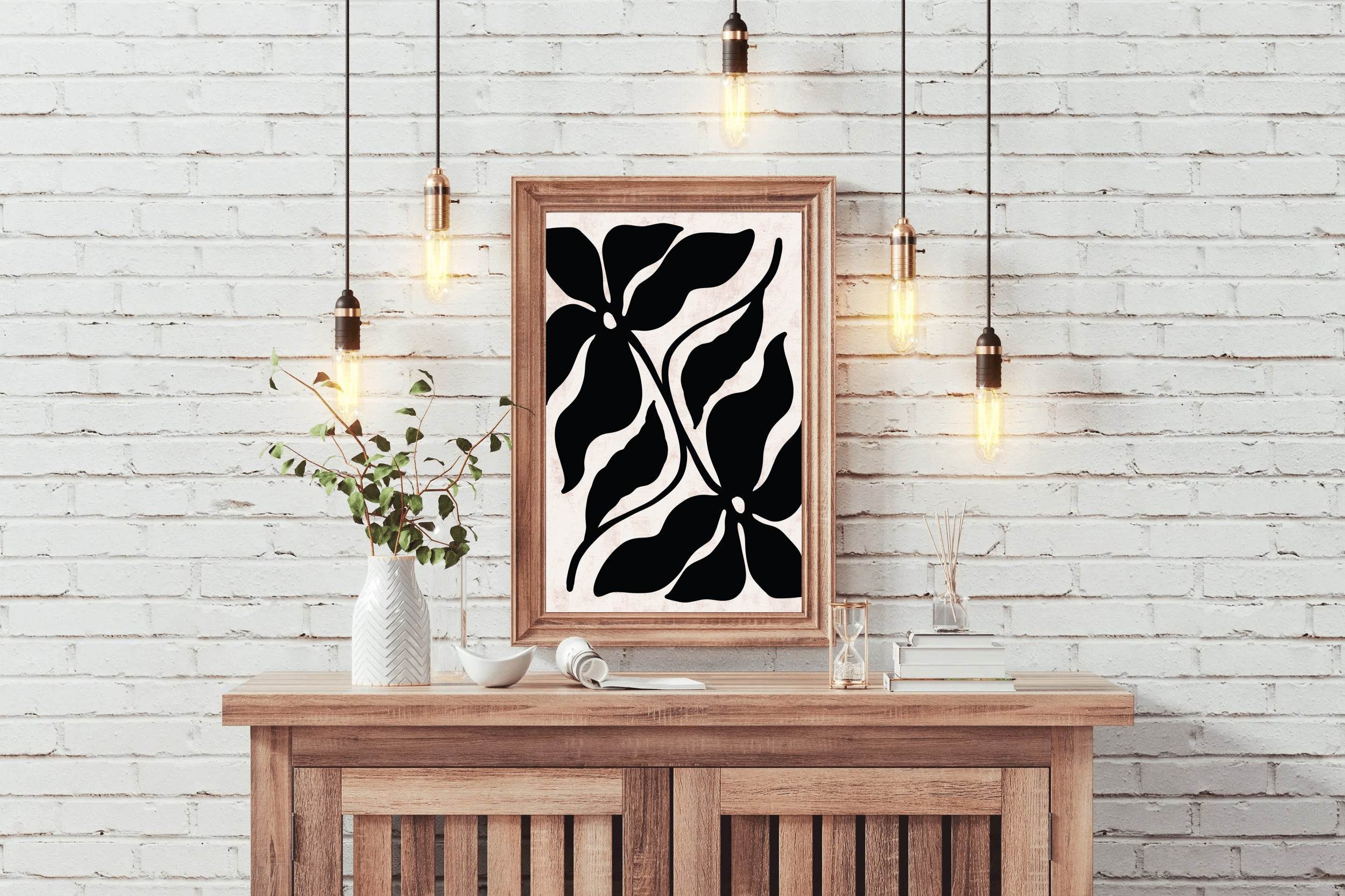 Black and White Floral Pattern ArtWork - beink online art store