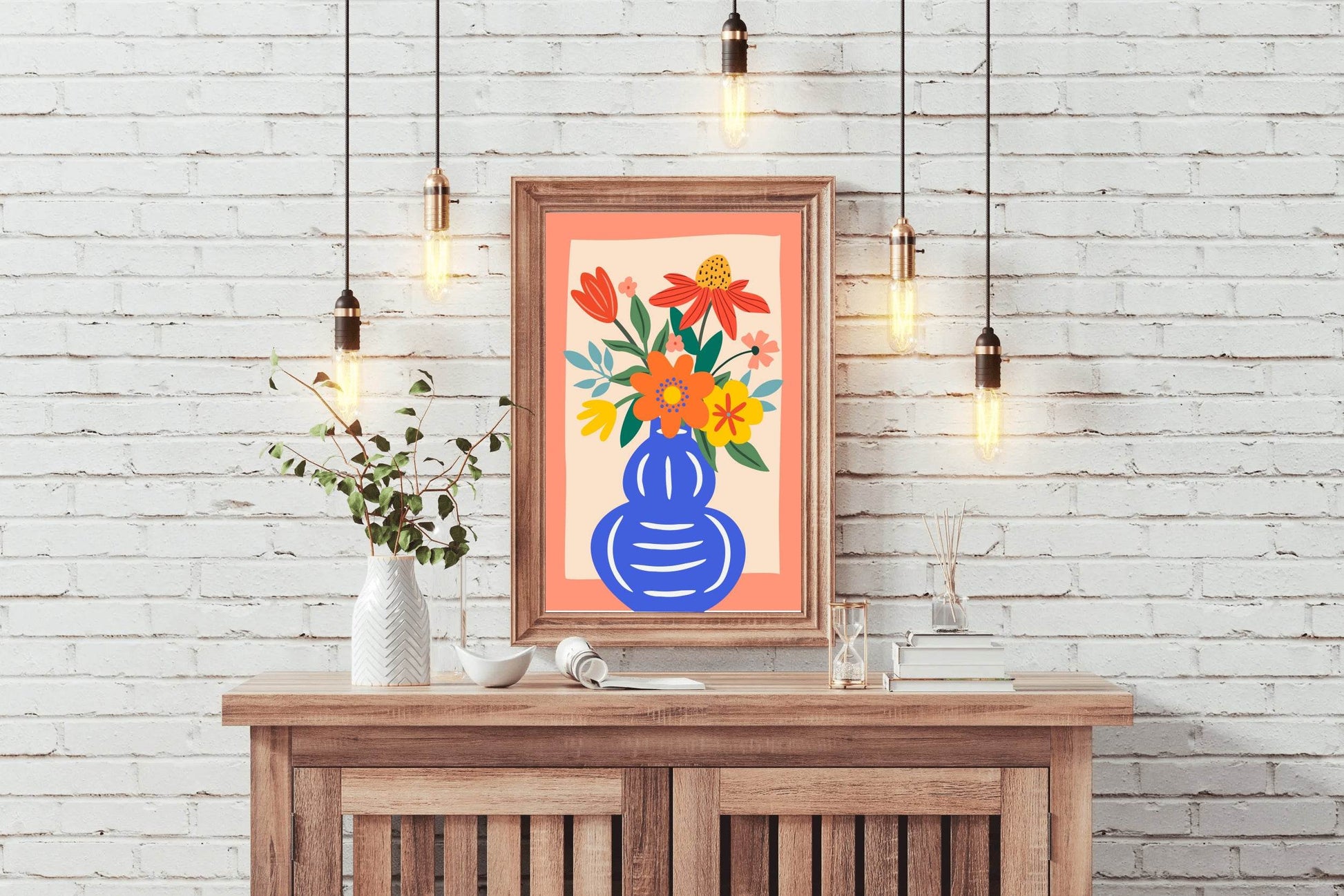 Painting a Blue Vase With Flowers Wall Art - beink online art store